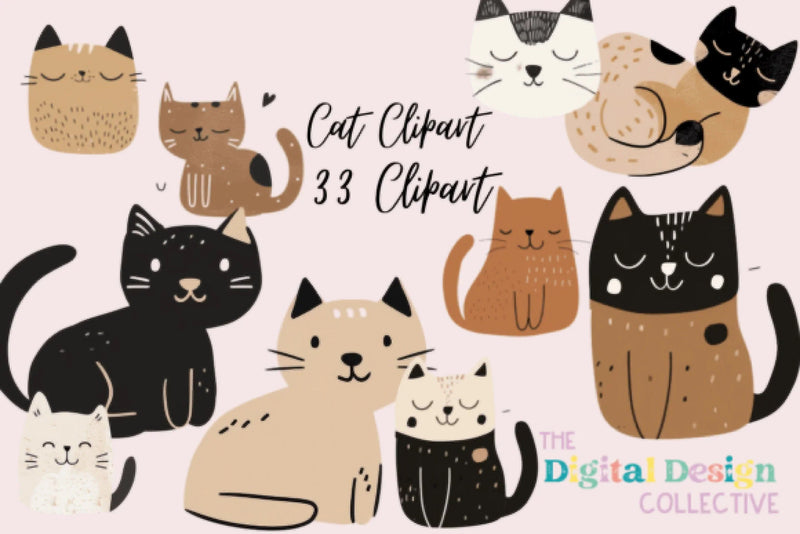 Adorable Cat Clipart Bundle - CraftNest - Digital Crafting and Art