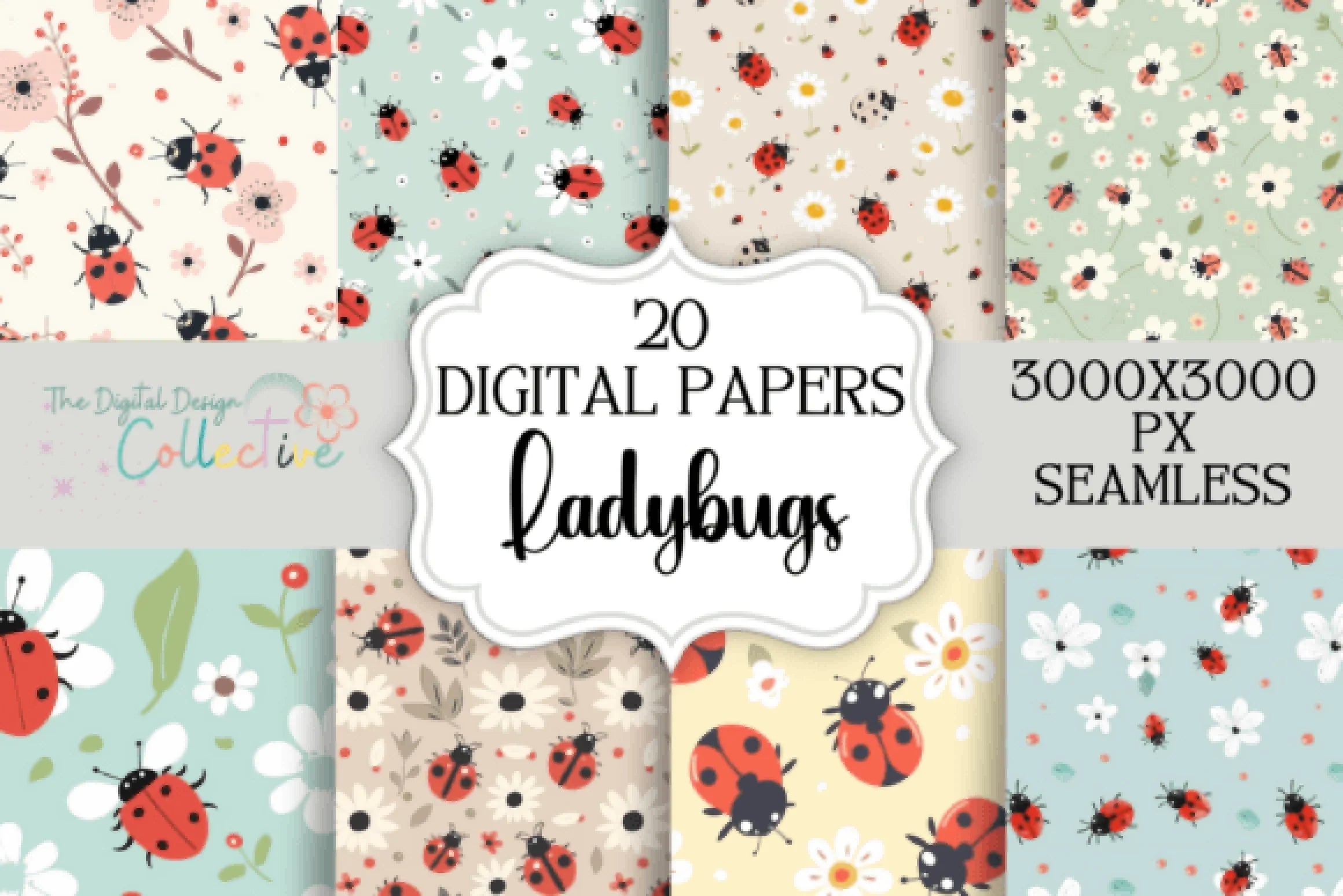 Adorable Ladybug Seamless Digital Paper - CraftNest - Digital Crafting and Art