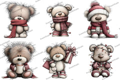 Adorable Christmas Bear Clipart Bundle - CraftNest - Digital Crafting and Art