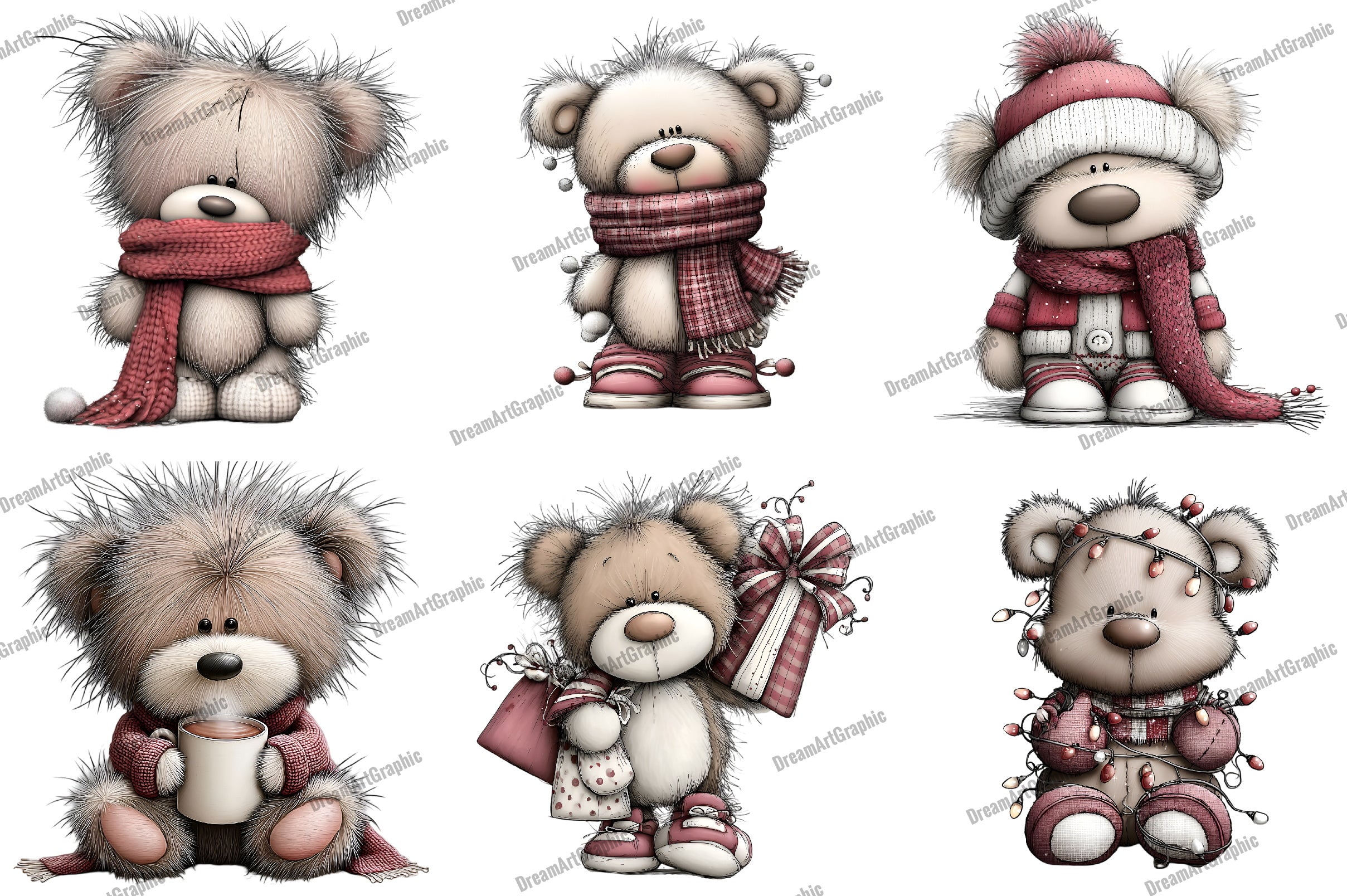 Adorable Christmas Bear Clipart Bundle