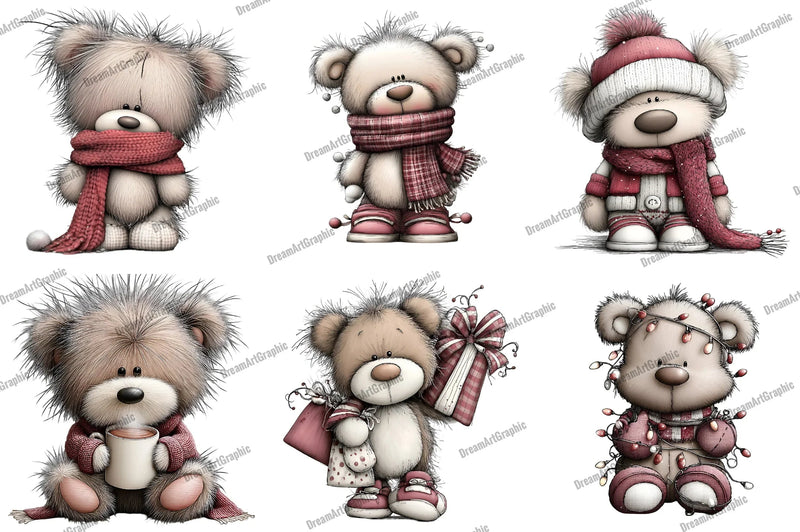Adorable Christmas Bear Clipart Bundle - CraftNest - Digital Crafting and Art