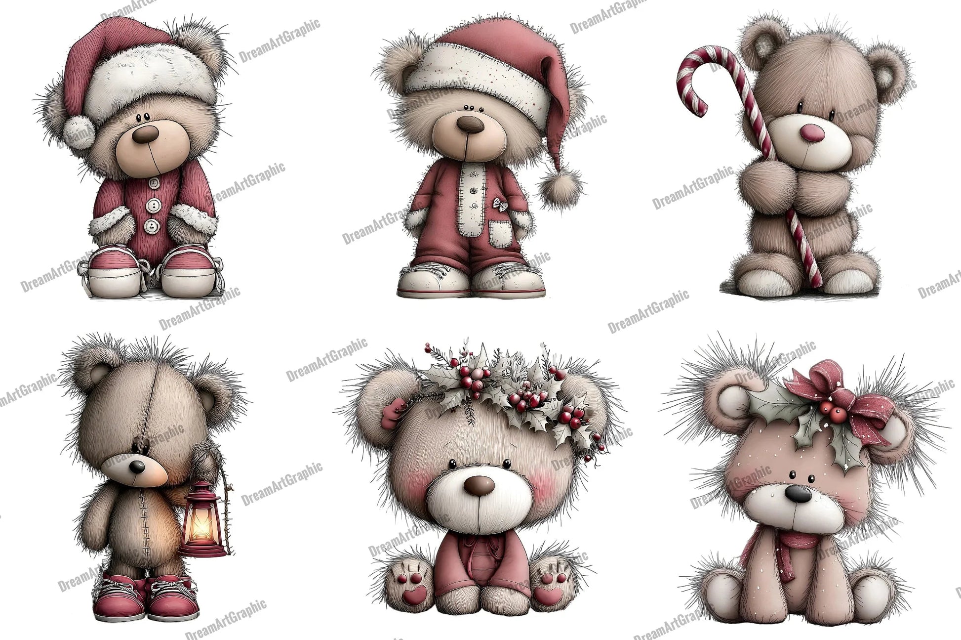 Adorable Christmas Bear Clipart Bundle - CraftNest - Digital Crafting and Art