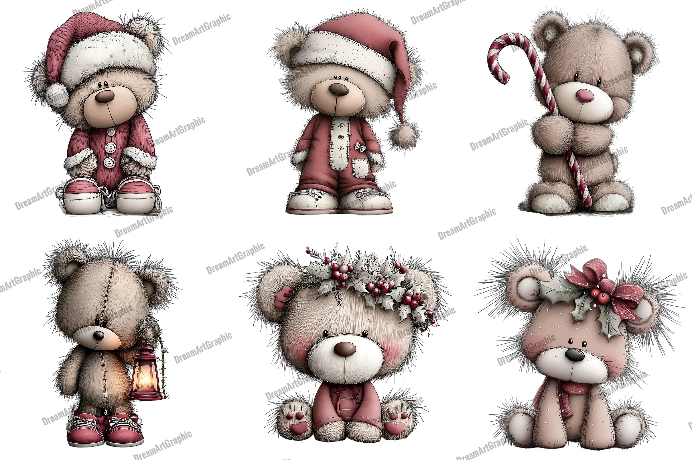 Adorable Christmas Bear Clipart Bundle - CraftNest - Digital Crafting and Art