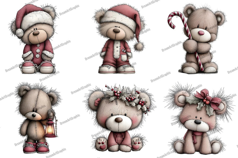 Adorable Christmas Bear Clipart Bundle - CraftNest - Digital Crafting and Art