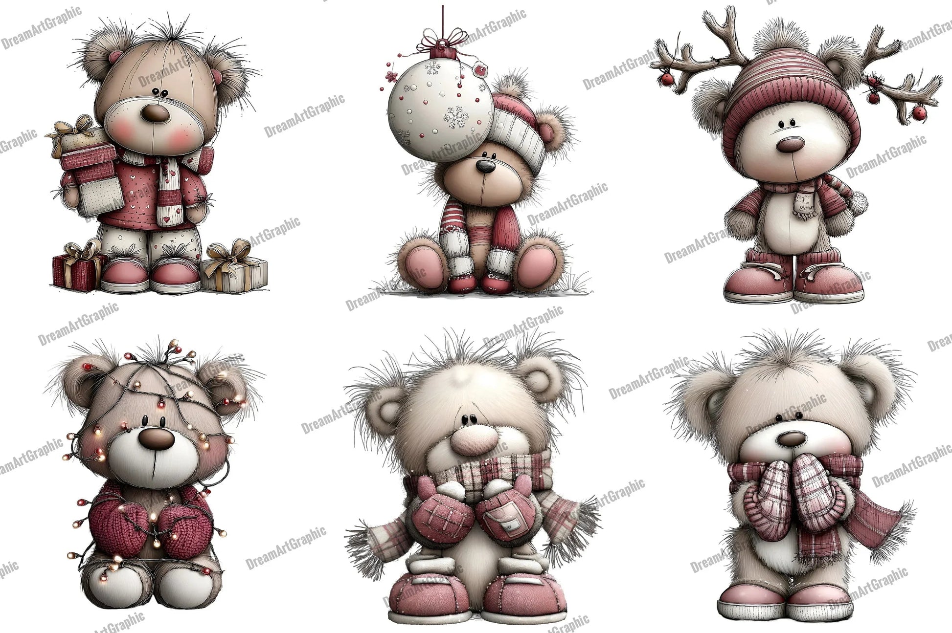 Adorable Christmas Bear Clipart Bundle - CraftNest - Digital Crafting and Art
