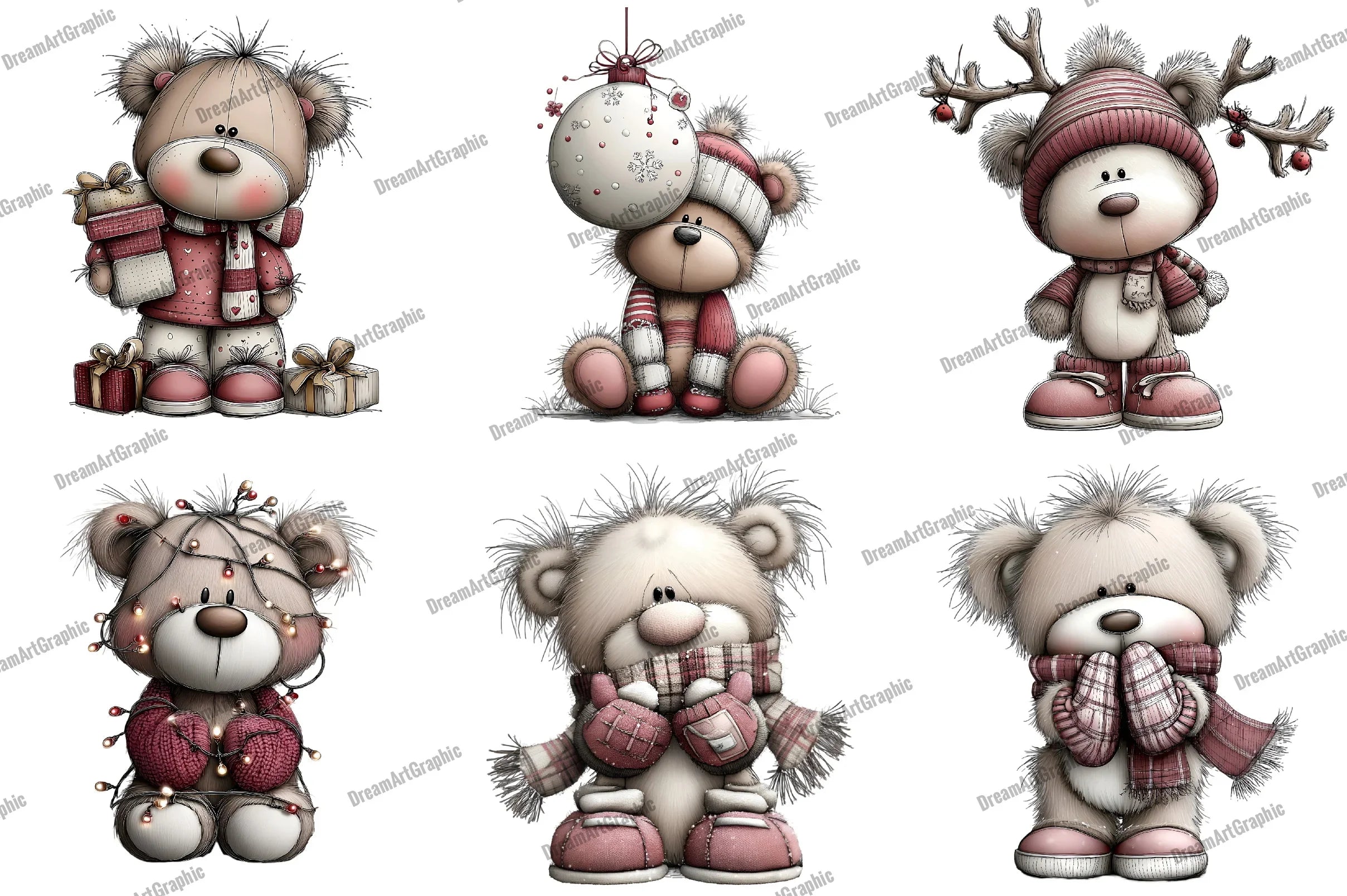 Adorable Christmas Bear Clipart Bundle - CraftNest - Digital Crafting and Art