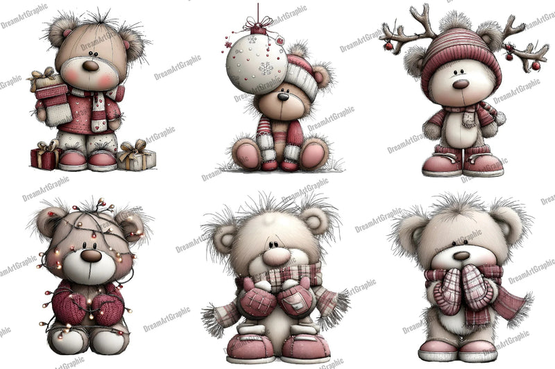 Adorable Christmas Bear Clipart Bundle - CraftNest - Digital Crafting and Art