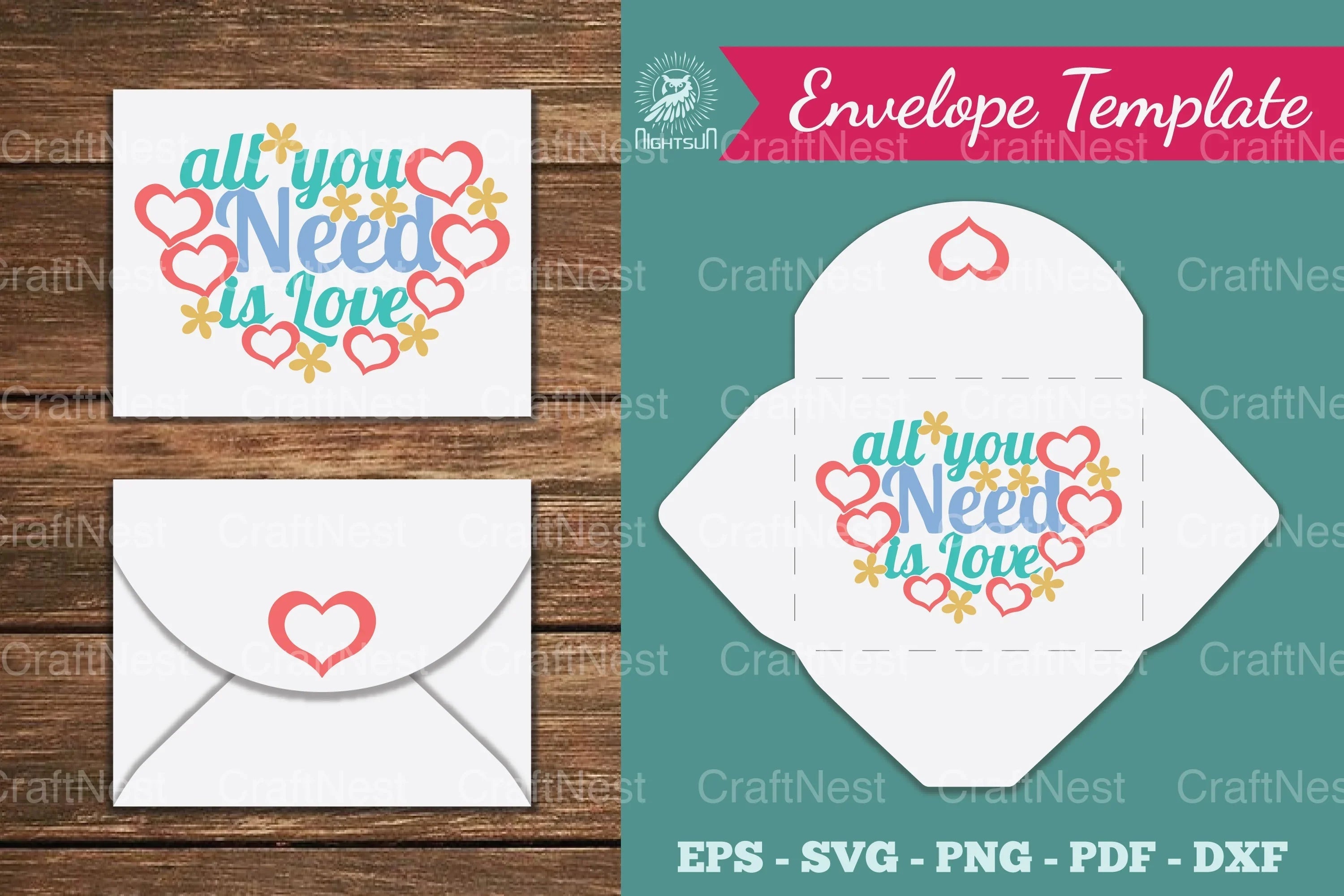 All You Need Is Love Envelope Template Bundle - CraftNest - Digital Crafting and Art