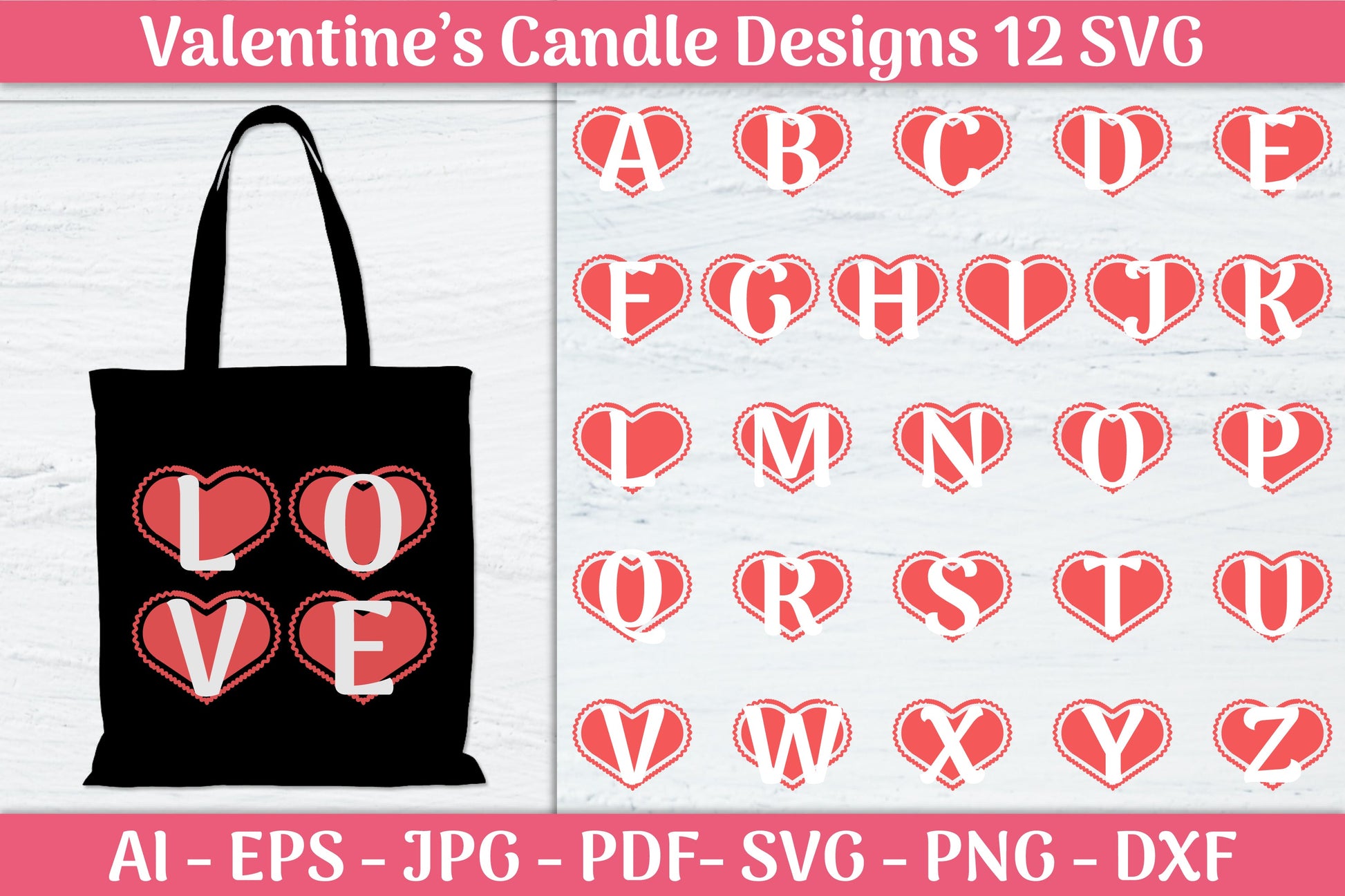 Alphabet Love Valentine SVG Bundle - CraftNest - Digital Crafting and Art