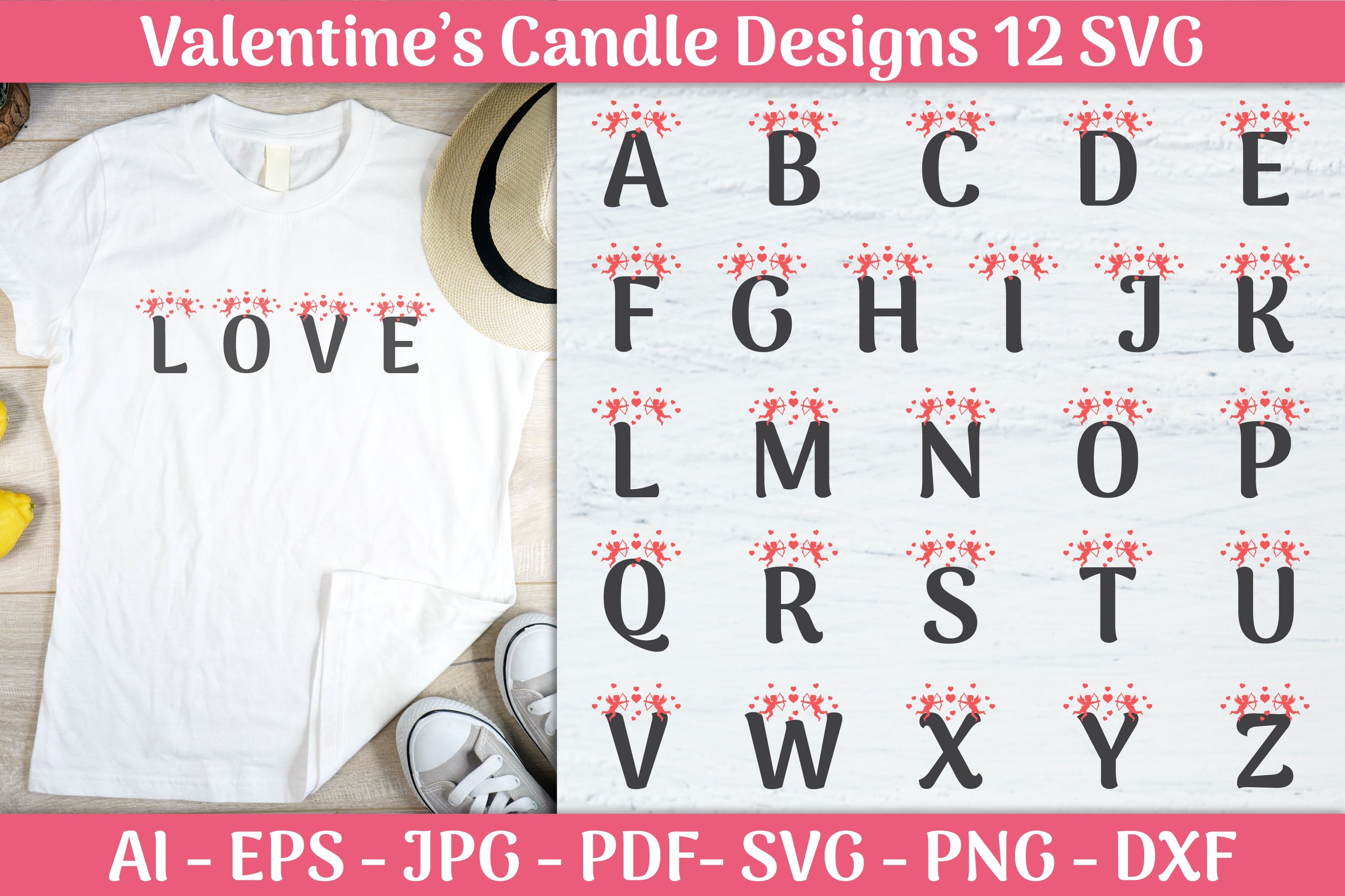 Alphabet Valentine SVG Bundle 1 - CraftNest - Digital Crafting and Art