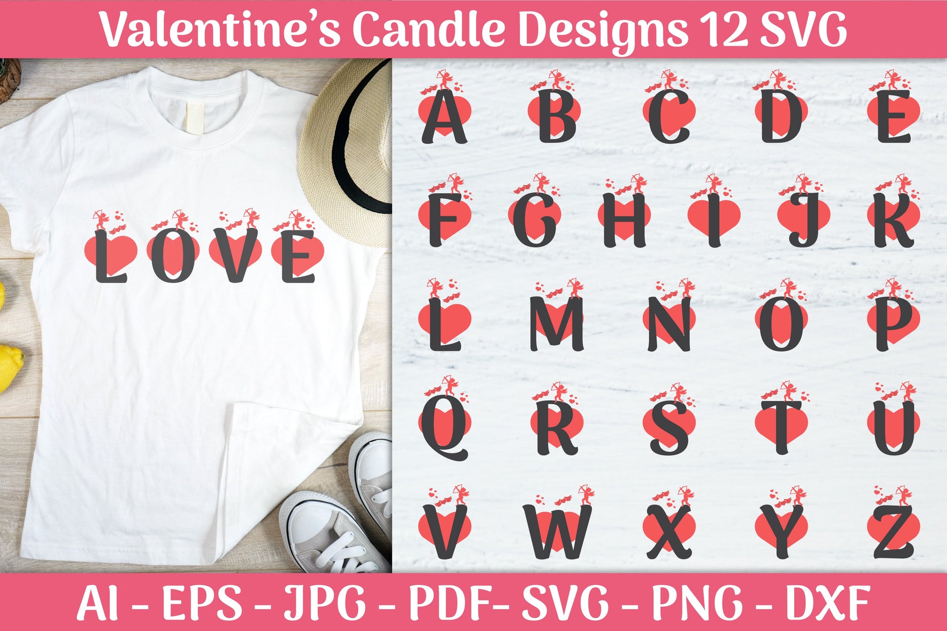 Alphabet Valentine SVG Bundle 2 - CraftNest - Digital Crafting and Art