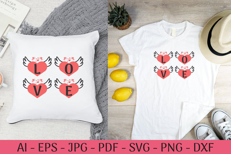 Alphabet Valentine Wing Black SVG Bundle - CraftNest - Digital Crafting and Art