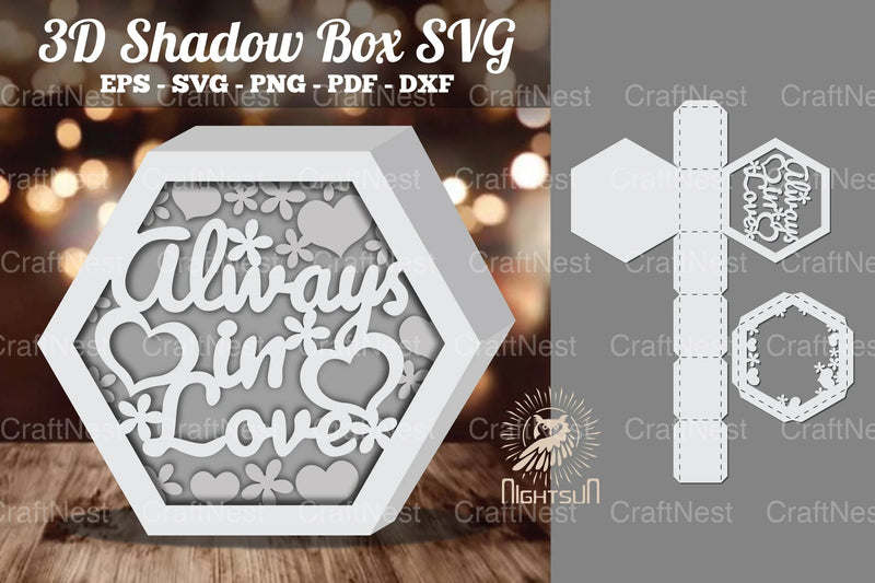 Always In Love Hexagon Shadow Box Clipart Bundle - CraftNest - Digital Crafting and Art