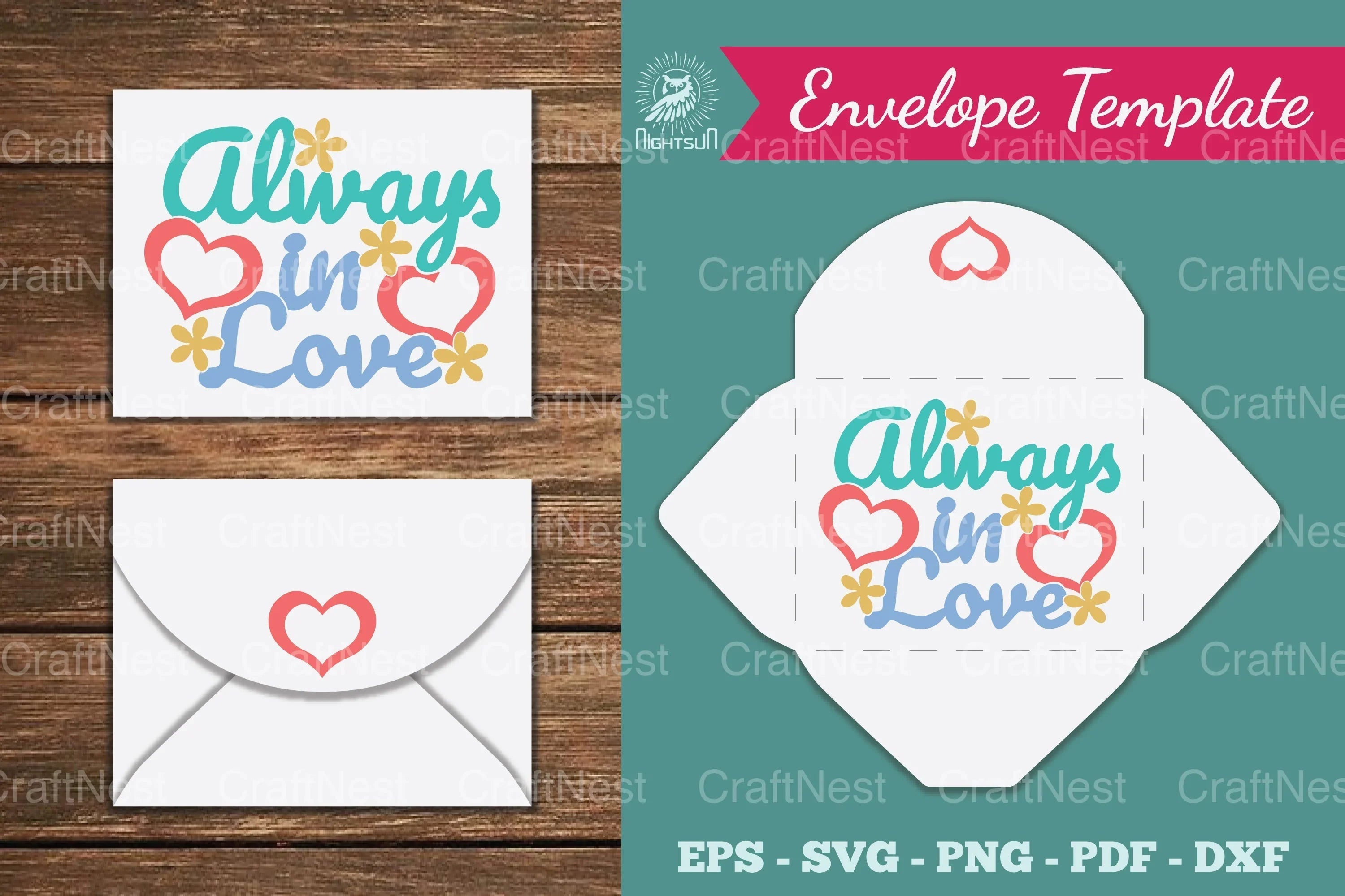 Always in Love Envelope Template Clipart Bundle - CraftNest - Digital Crafting and Art