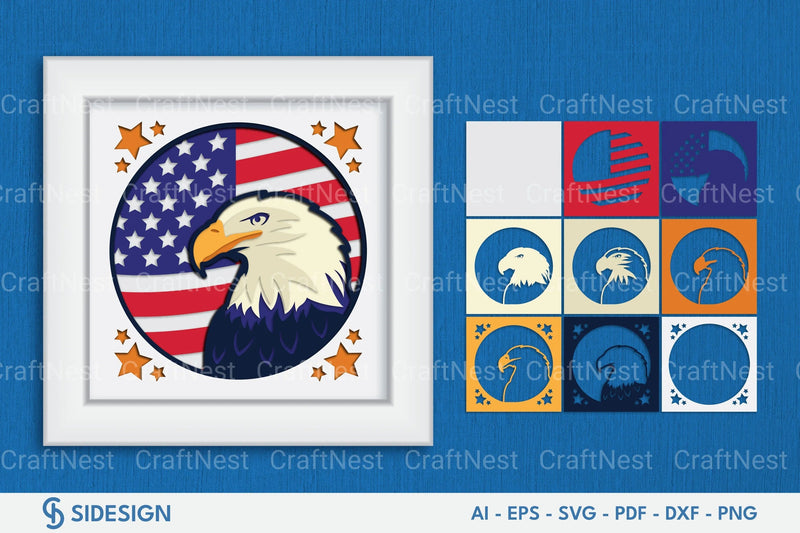 America Eagle 3D Layered Papercut Clipart Bundle - CraftNest - Digital Crafting and Art