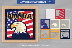 America Eagle 3D Shadow Box SVG Bundle - CraftNest - Digital Crafting and Art