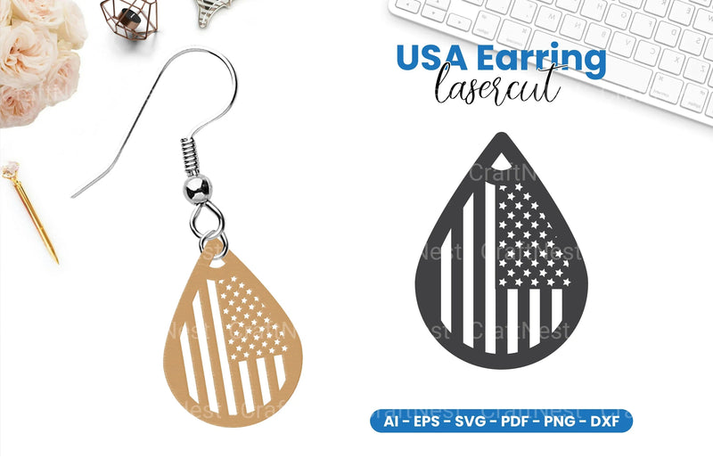 America Earring Lasercut SVG Bundle - CraftNest - Digital Crafting and Art