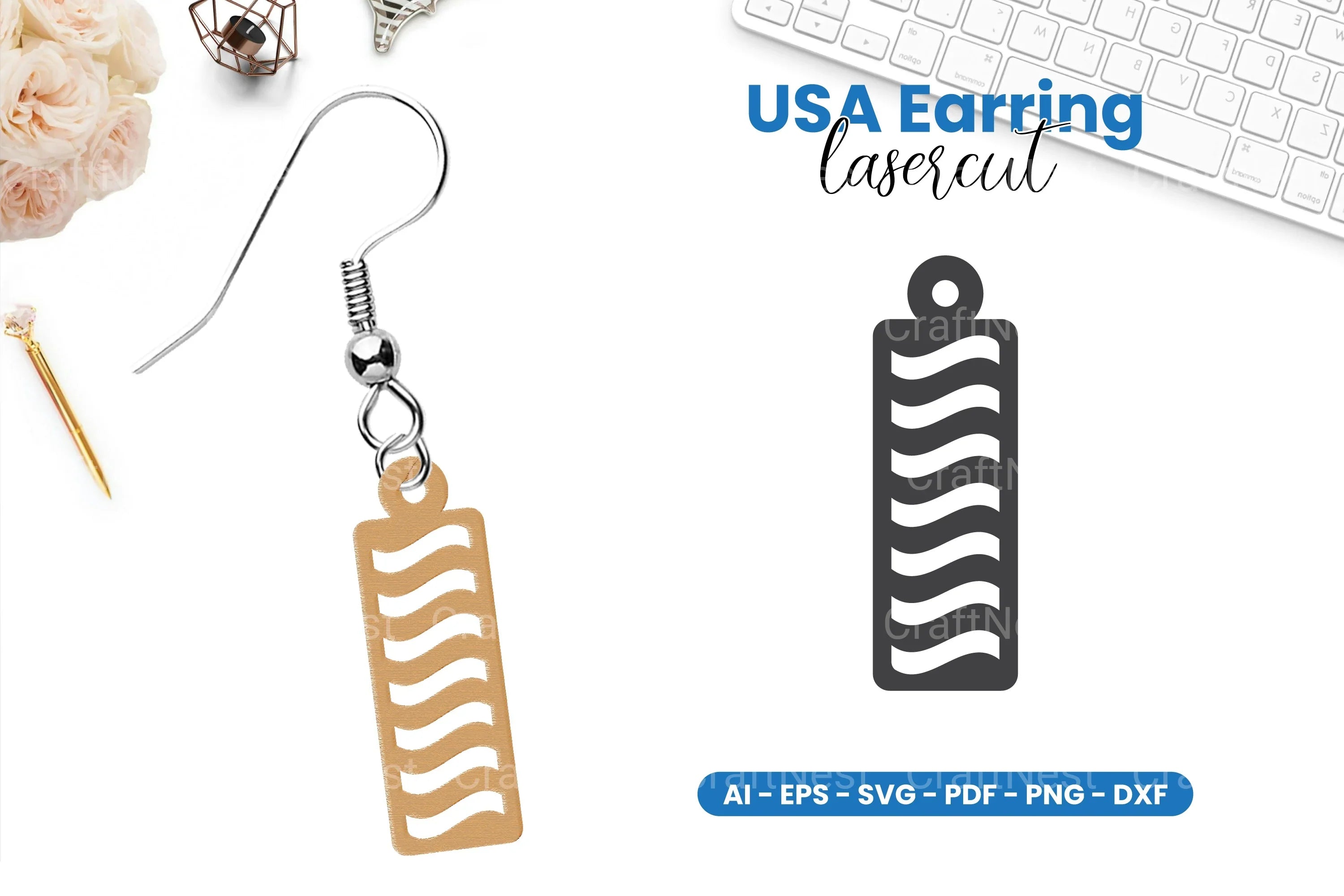 America Earring Lasercut SVG Bundle - CraftNest - Digital Crafting and Art