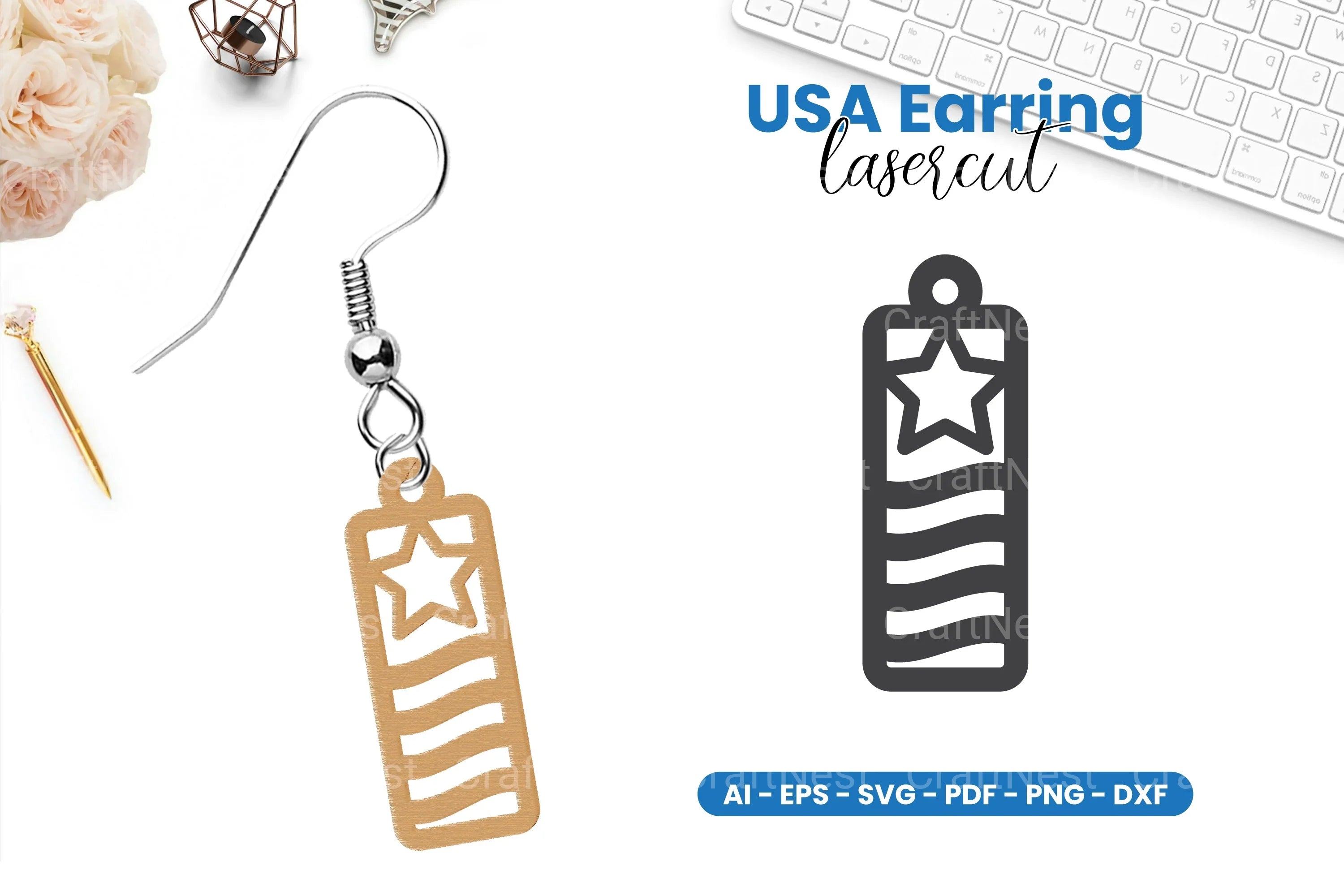 America Earring Lasercut SVG Bundle - CraftNest - Digital Crafting and Art