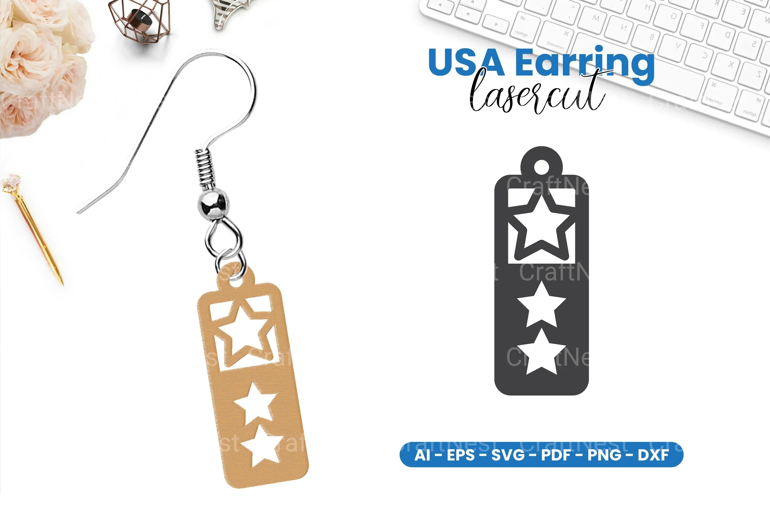 America Earring Lasercut SVG Bundle - CraftNest - Digital Crafting and Art