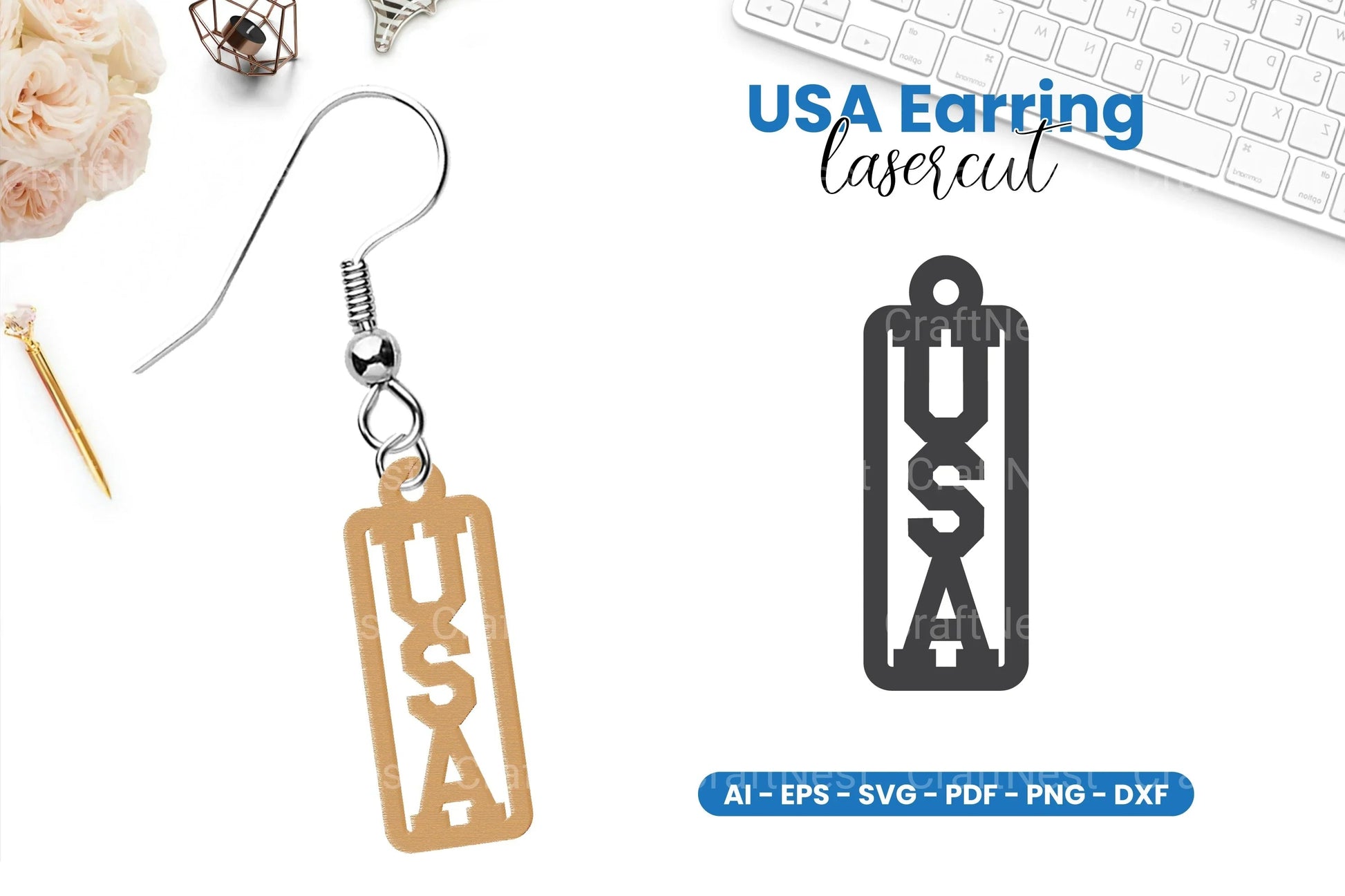 America Earring Lasercut SVG Bundle - CraftNest - Digital Crafting and Art