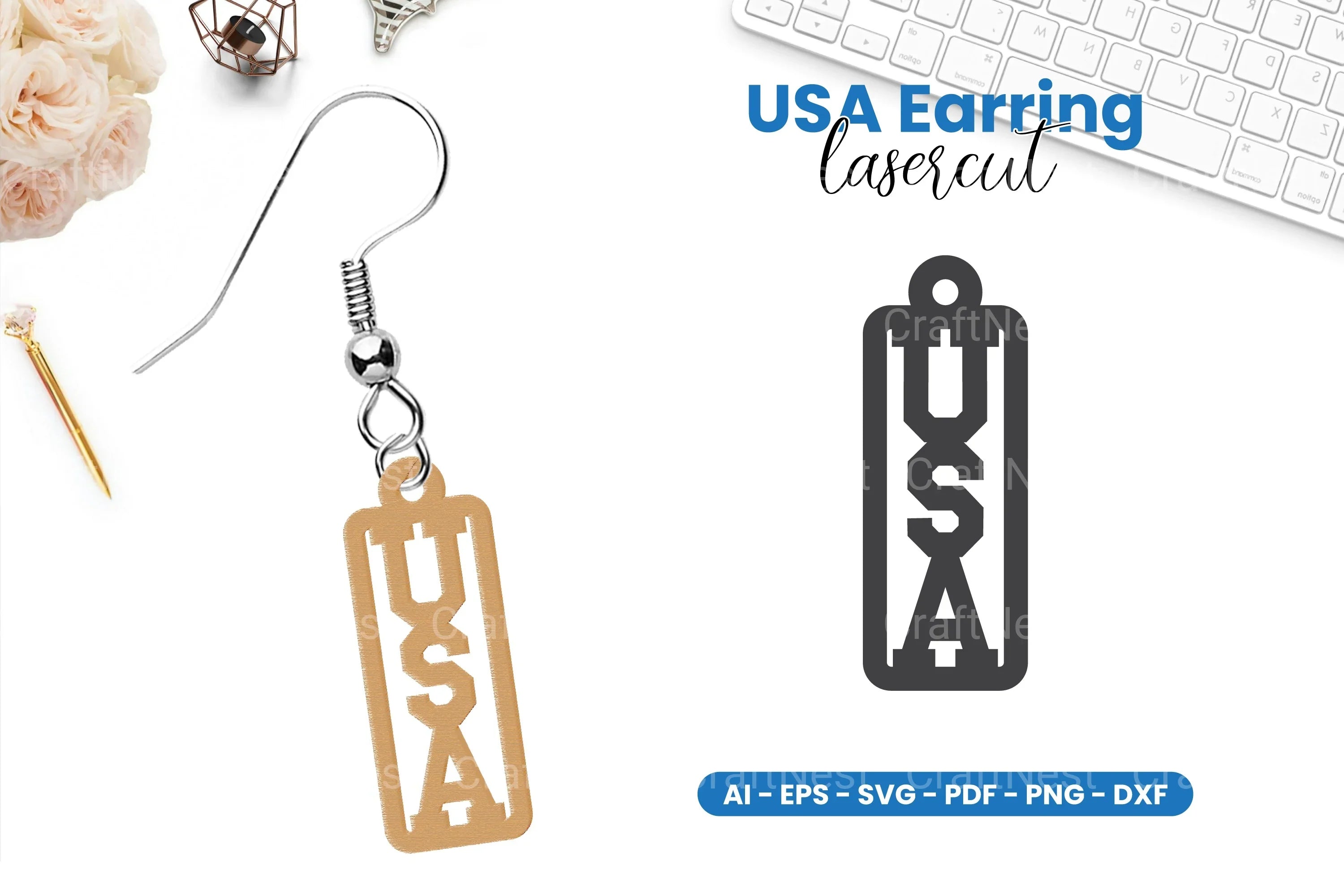 America Earring Lasercut SVG Bundle - CraftNest - Digital Crafting and Art
