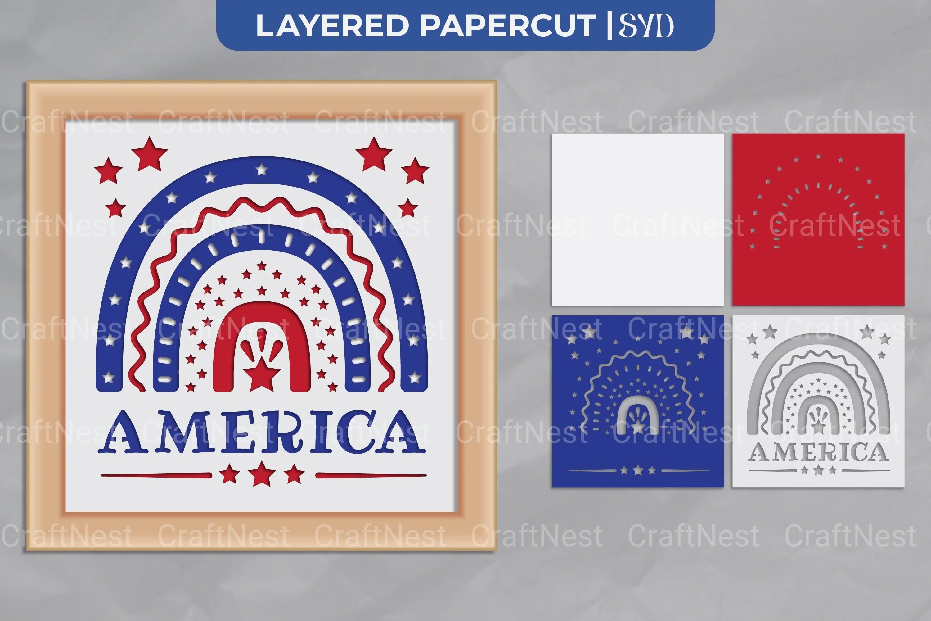 America Rainbow 3D Shadow Box SVG Bundle - CraftNest - Digital Crafting and Art
