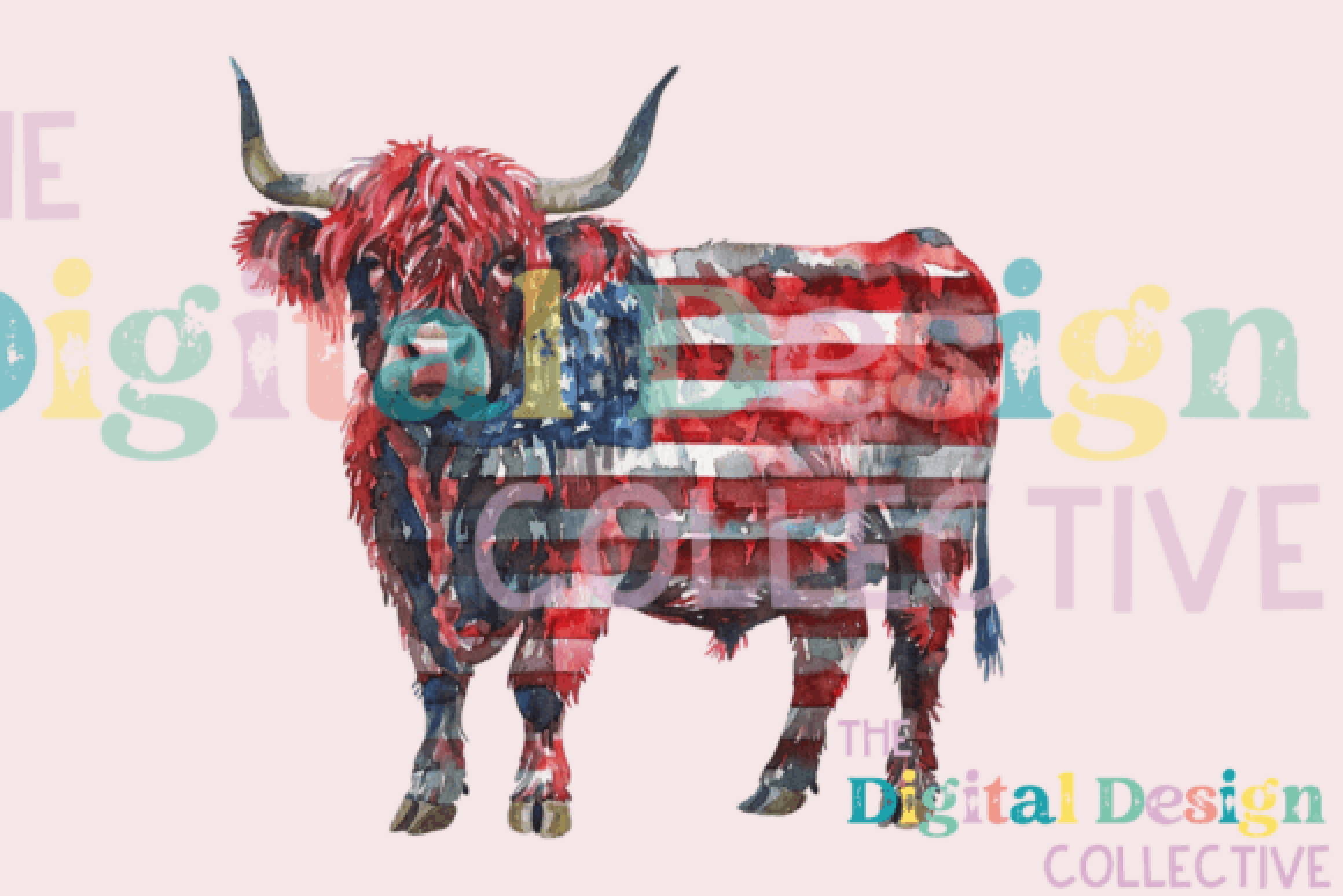 American Western 4th of July Cow Clipart Bundle