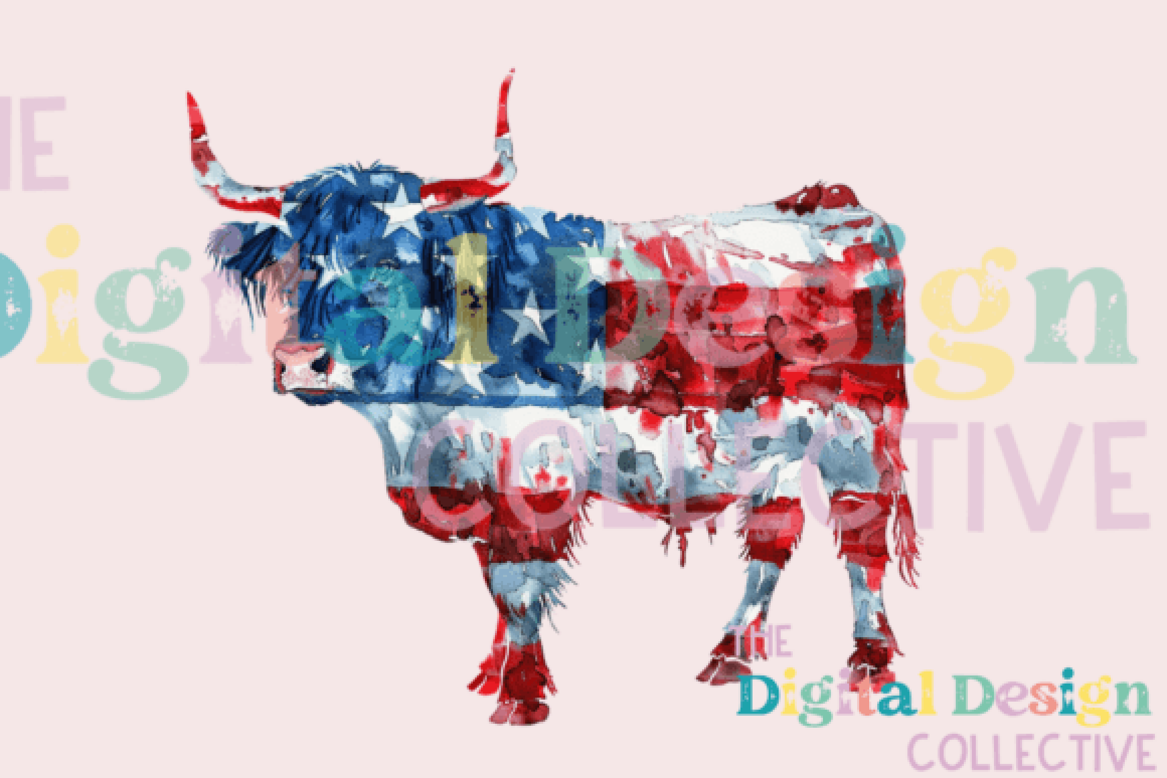 American Western 4th of July Cow Clipart Bundle
