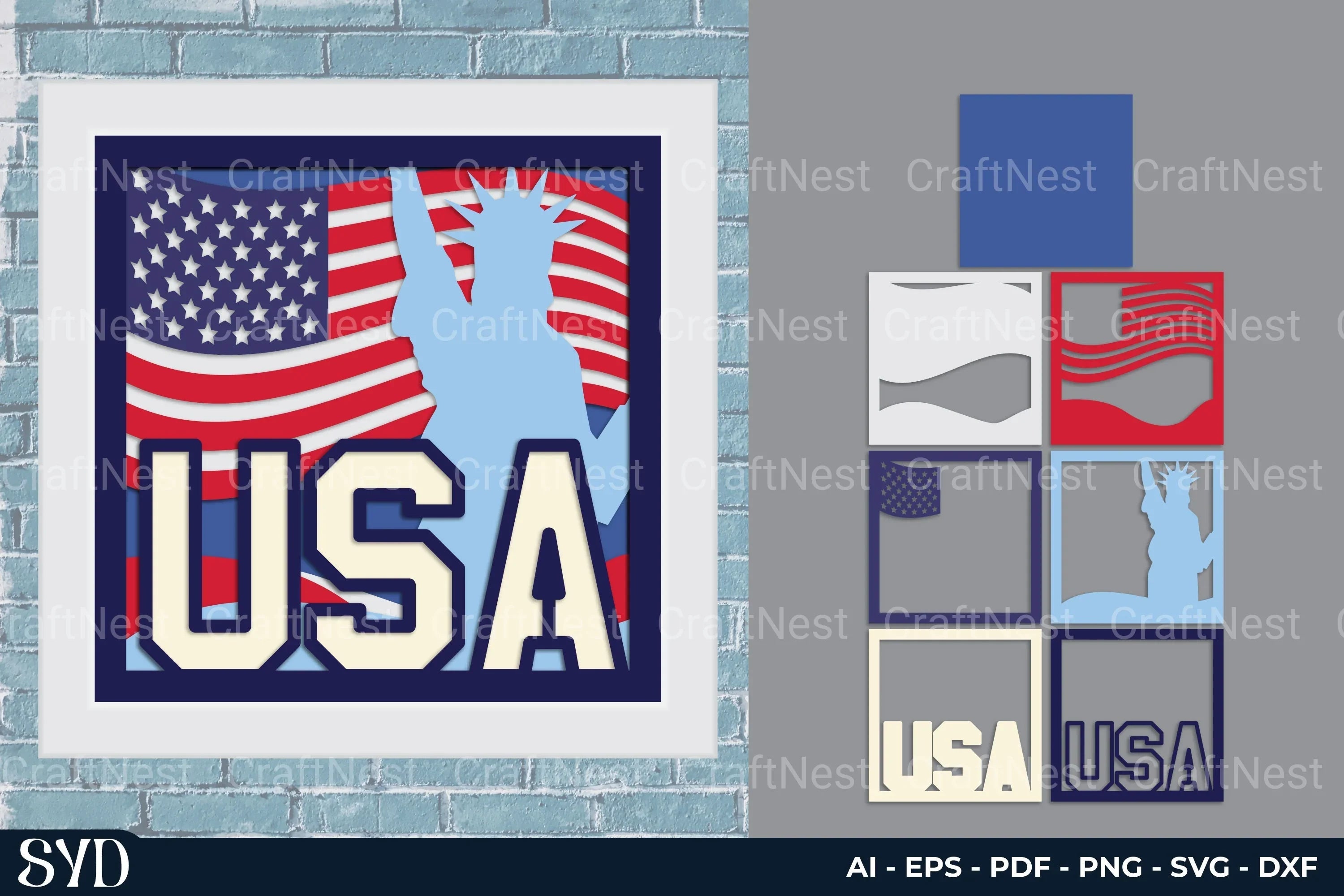 American 3D Layered Papercut Clipart Bundle - CraftNest - Digital Crafting and Art