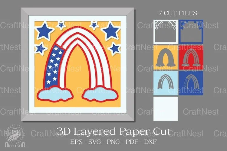 American Rainbow 3D Layered Paper Cut Clipart Bundle - CraftNest - Digital Crafting and Art