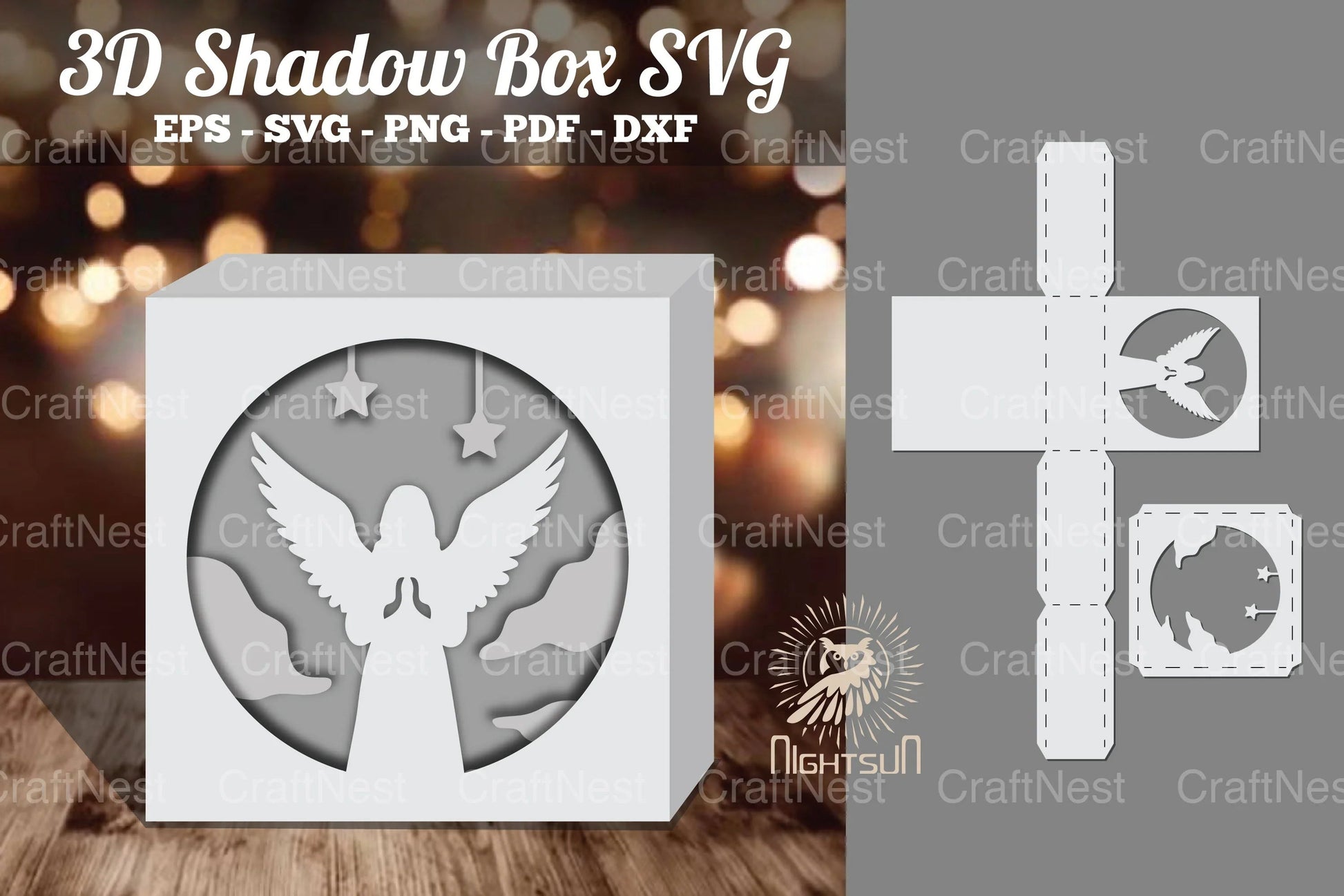 Angel 3D Papercut Shadow Box SVG Bundle - CraftNest - Digital Crafting and Art