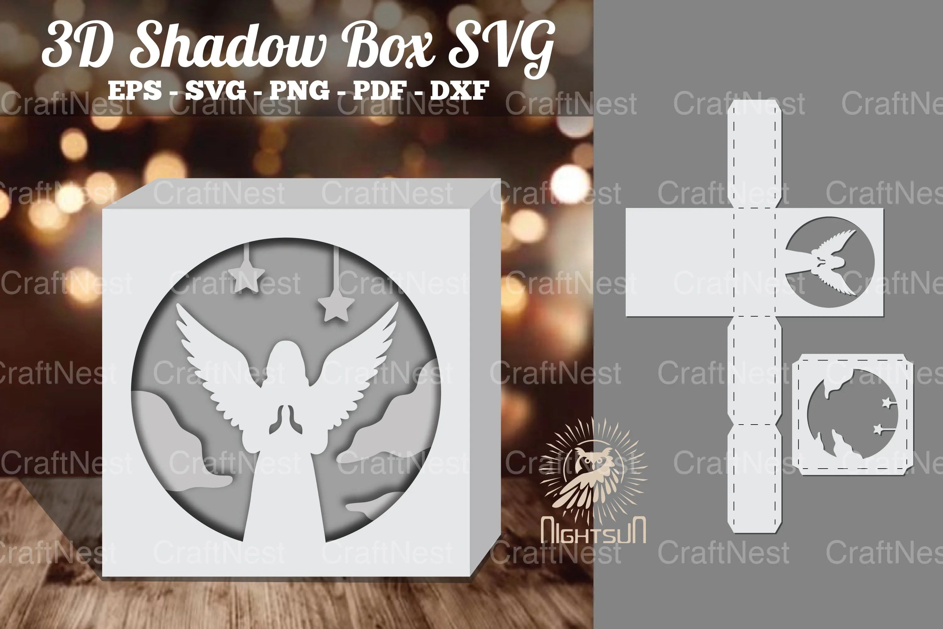 Angel 3D Papercut Shadow Box SVG Bundle - CraftNest - Digital Crafting and Art