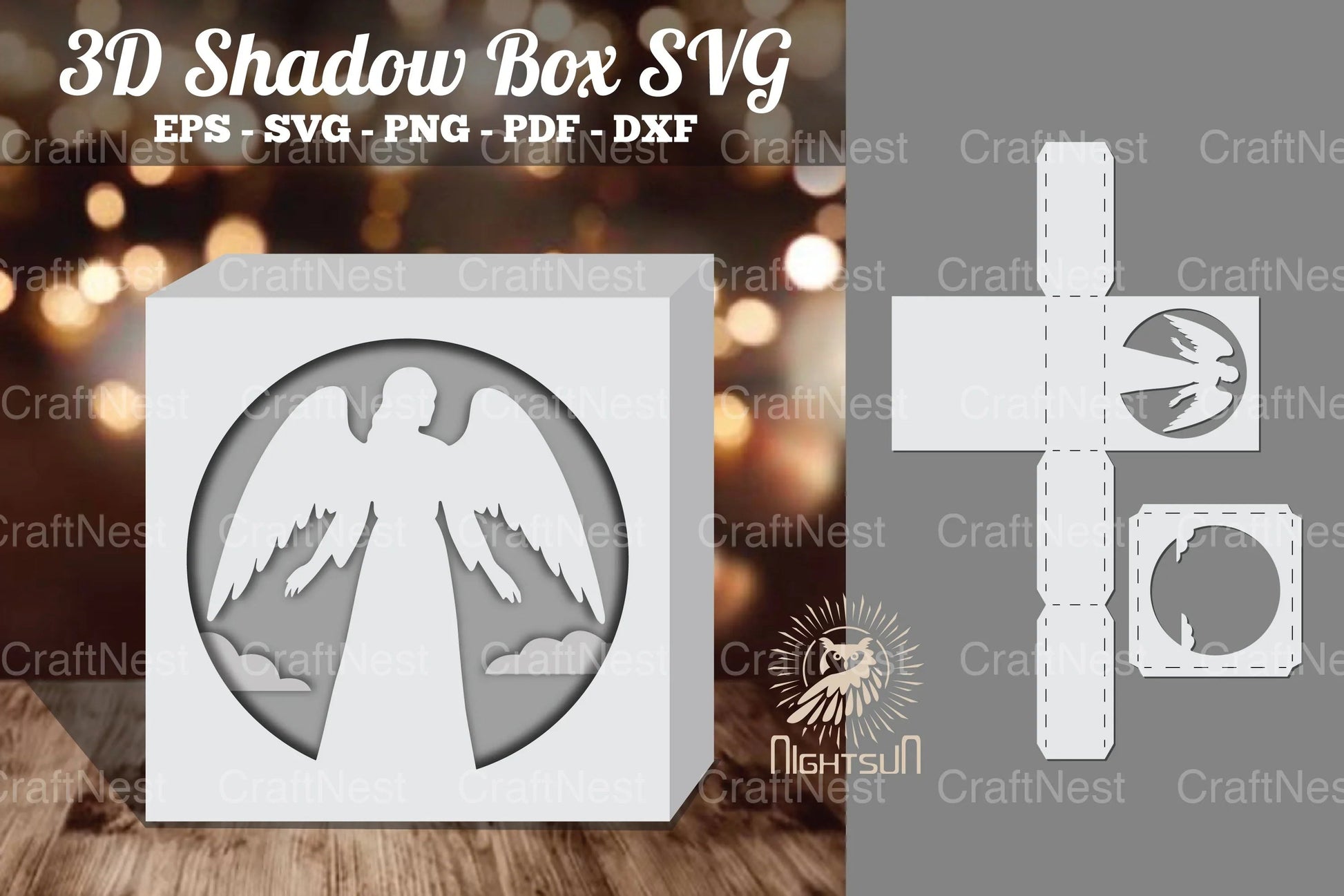 Angel 3D Papercut Shadow Box SVG Bundle - CraftNest - Digital Crafting and Art