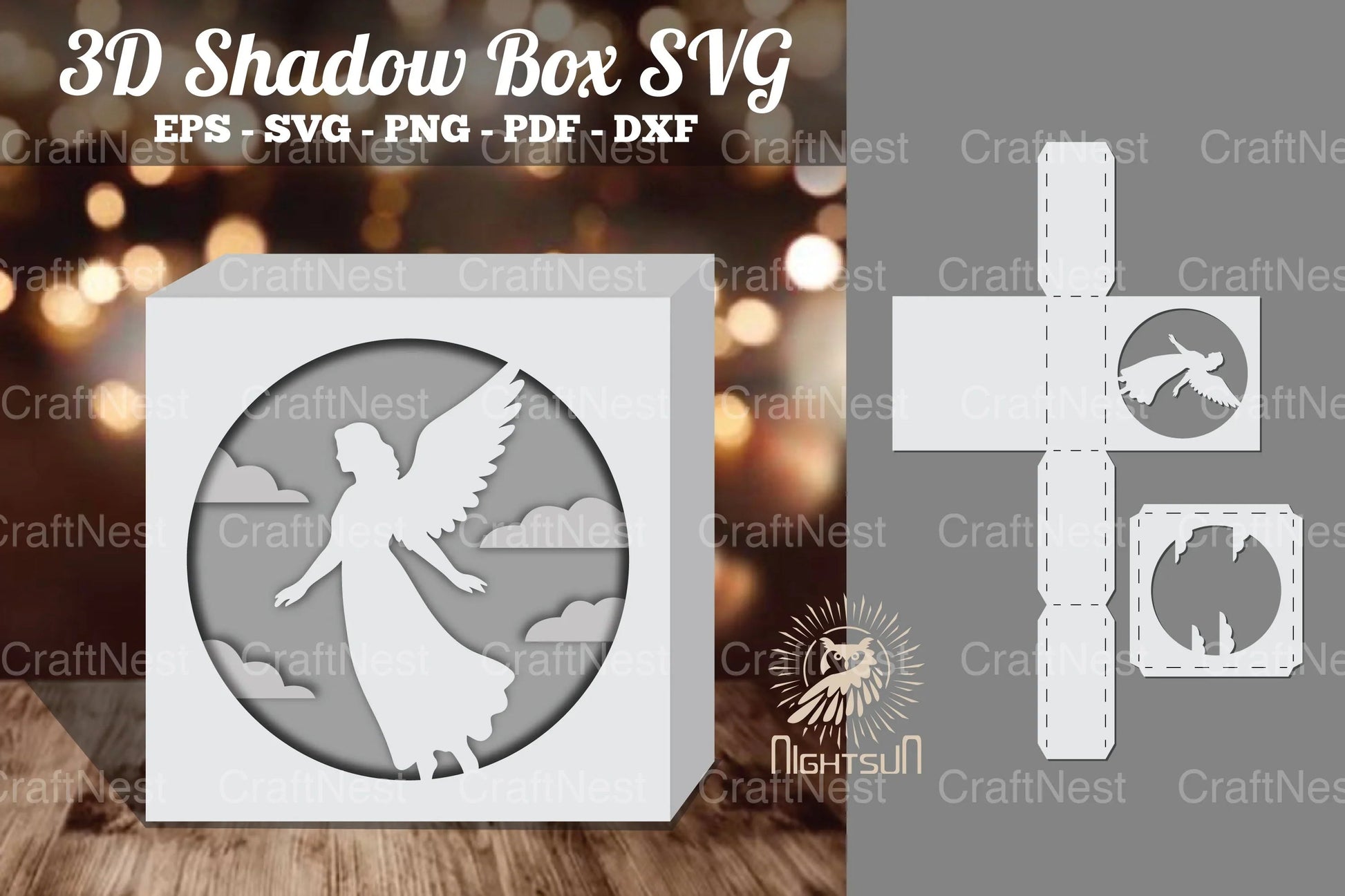 Angel 3D Papercut Shadow Box Clipart Bundle - CraftNest - Digital Crafting and Art
