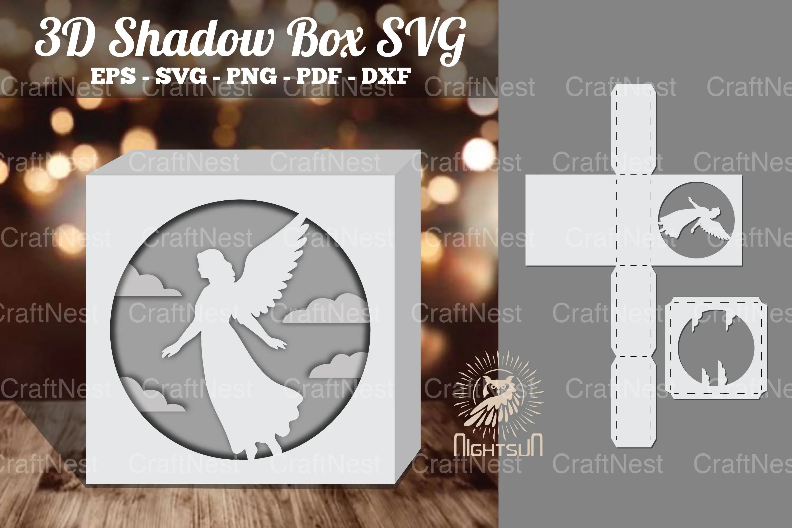 Angel 3D Papercut Shadow Box Clipart Bundle - CraftNest - Digital Crafting and Art