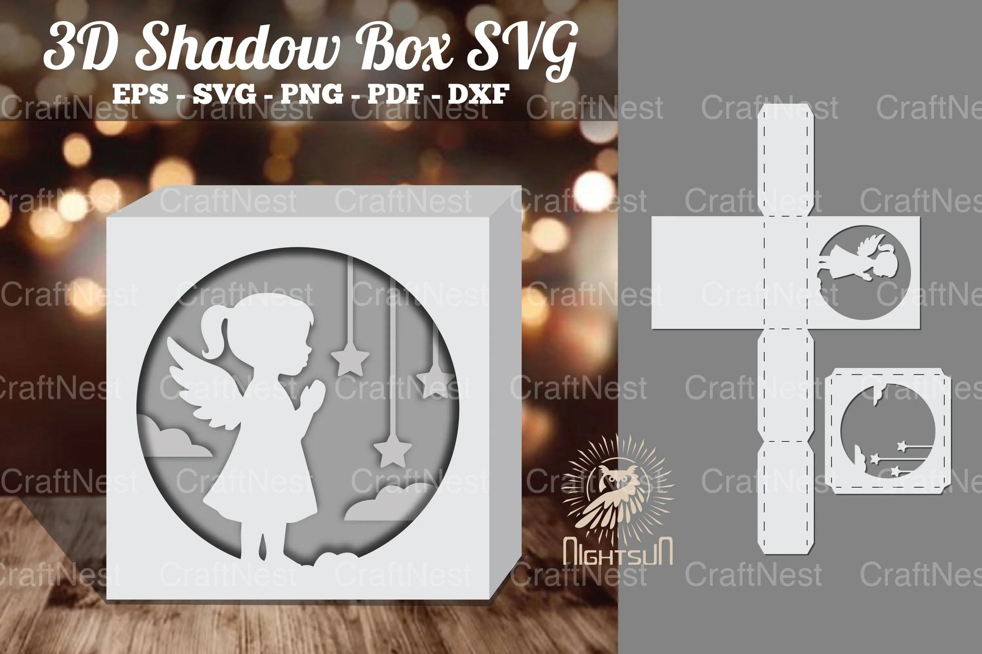 Angel Kids 3D Papercut Shadow Box SVG Bundle - CraftNest - Digital Crafting and Art