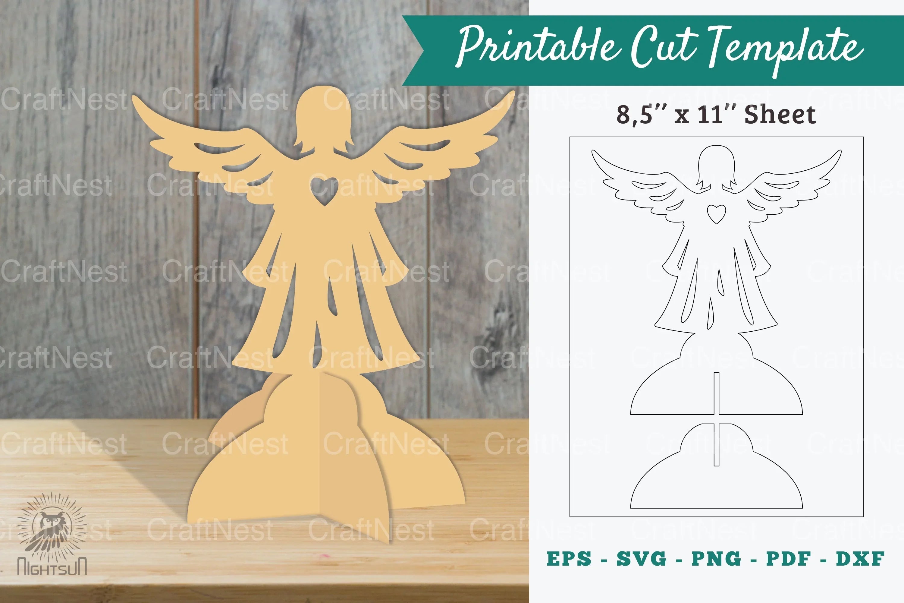 Angel Printable Cut Template - Clipart Bundle - CraftNest - Digital Crafting and Art
