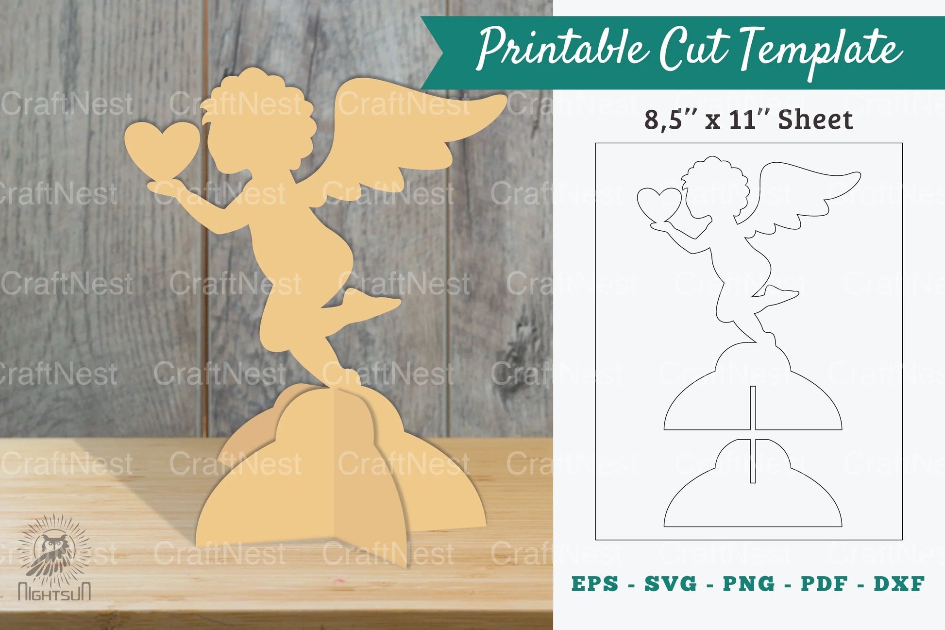 Angel with Heart Cut Template - Clipart Bundle - CraftNest - Digital Crafting and Art
