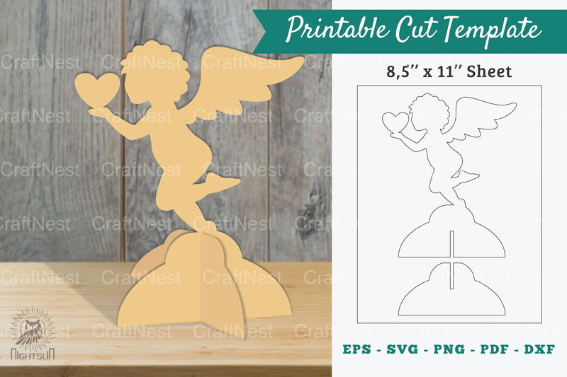 Angel with Heart Cut Template - Clipart Bundle - CraftNest - Digital Crafting and Art