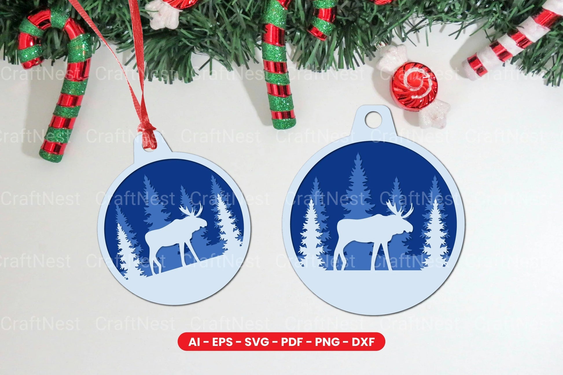 Animal Christmas Tree Ornament Layered Laser Cut SVG Bundle - CraftNest - Digital Crafting and Art