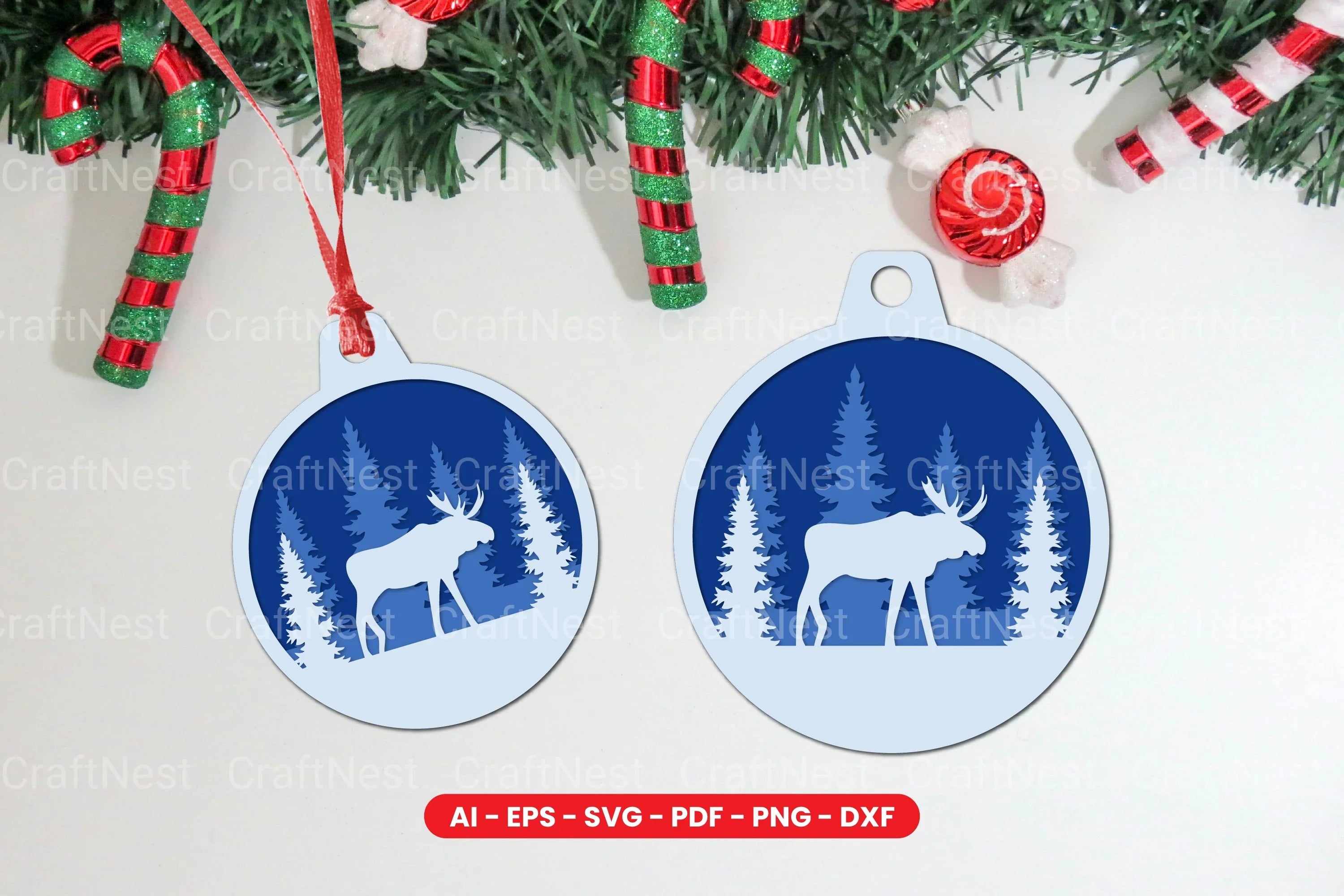Animal Christmas Tree Ornament Layered Laser Cut SVG Bundle - CraftNest - Digital Crafting and Art