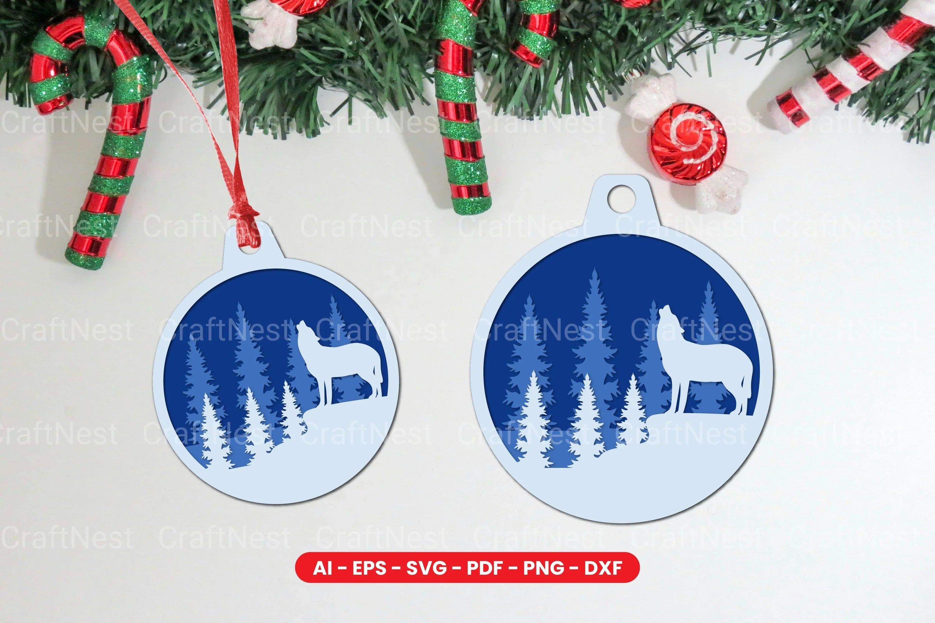 Animal Christmas Tree Ornament Layered Laser Cut SVG Bundle - CraftNest - Digital Crafting and Art