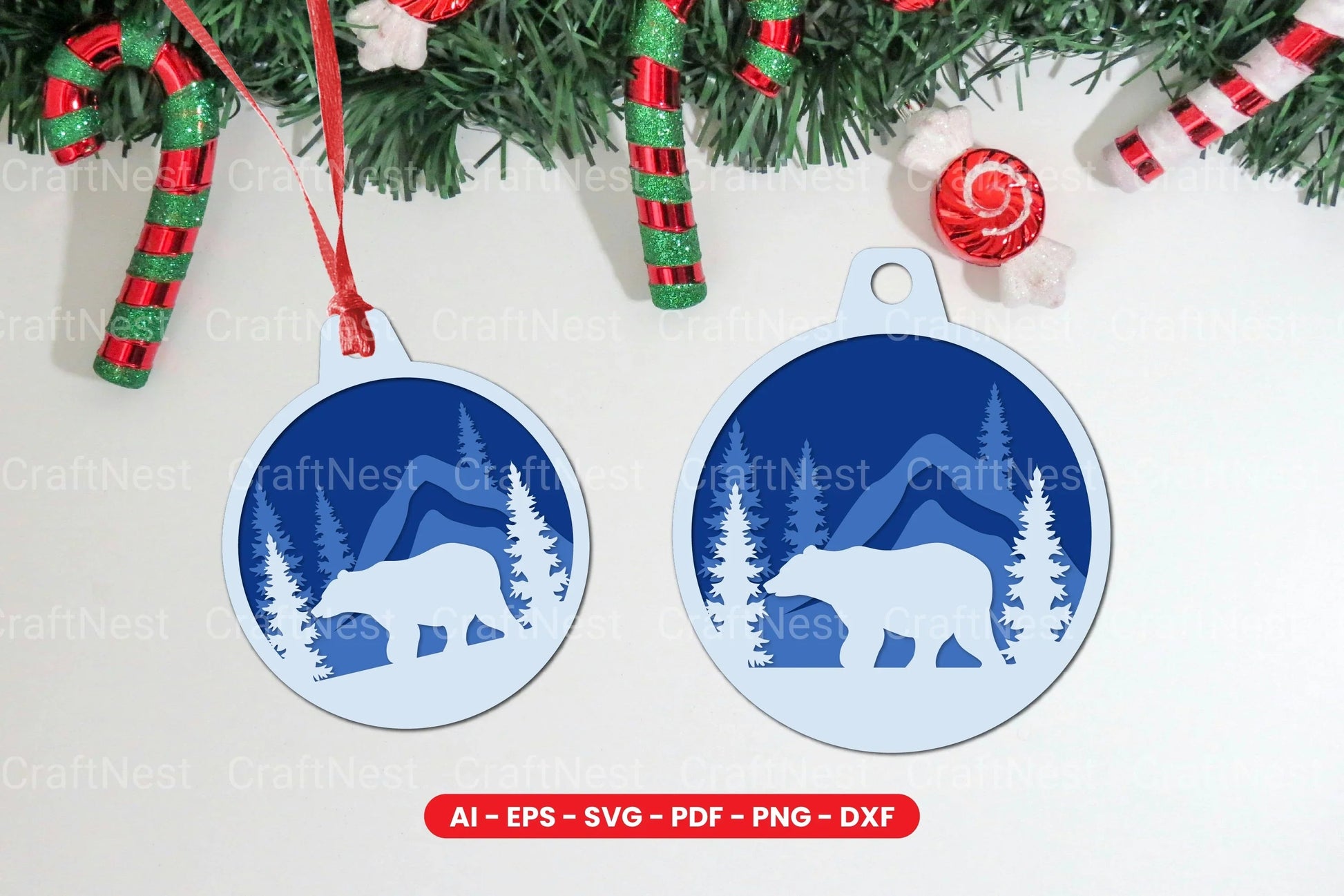Animal Christmas Tree Ornament Layered Laser Cut SVG Bundle - CraftNest - Digital Crafting and Art