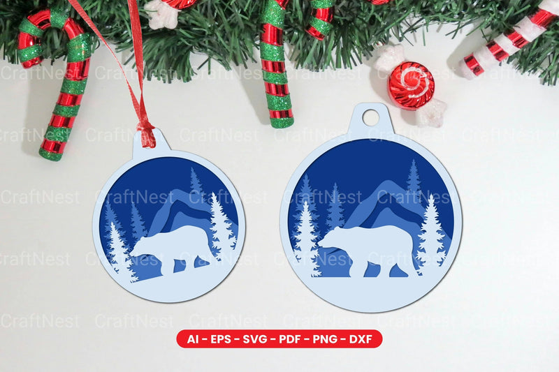 Animal Christmas Tree Ornament Layered Laser Cut SVG Bundle - CraftNest - Digital Crafting and Art
