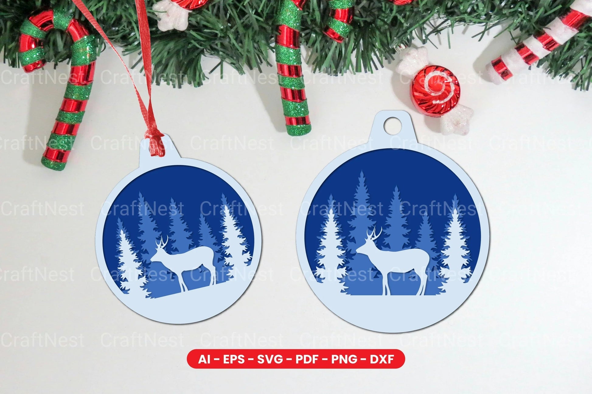 Animal Christmas Tree Ornament Layered Laser Cut SVG Bundle - CraftNest - Digital Crafting and Art
