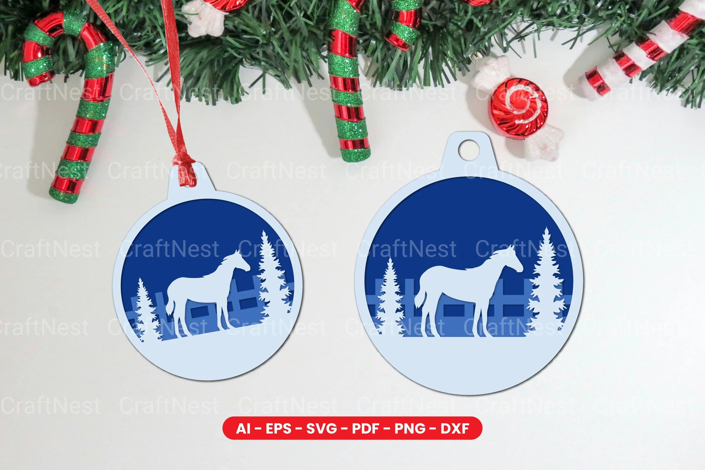 Animal Christmas Tree Ornament Layered Laser Cut SVG Bundle - CraftNest - Digital Crafting and Art