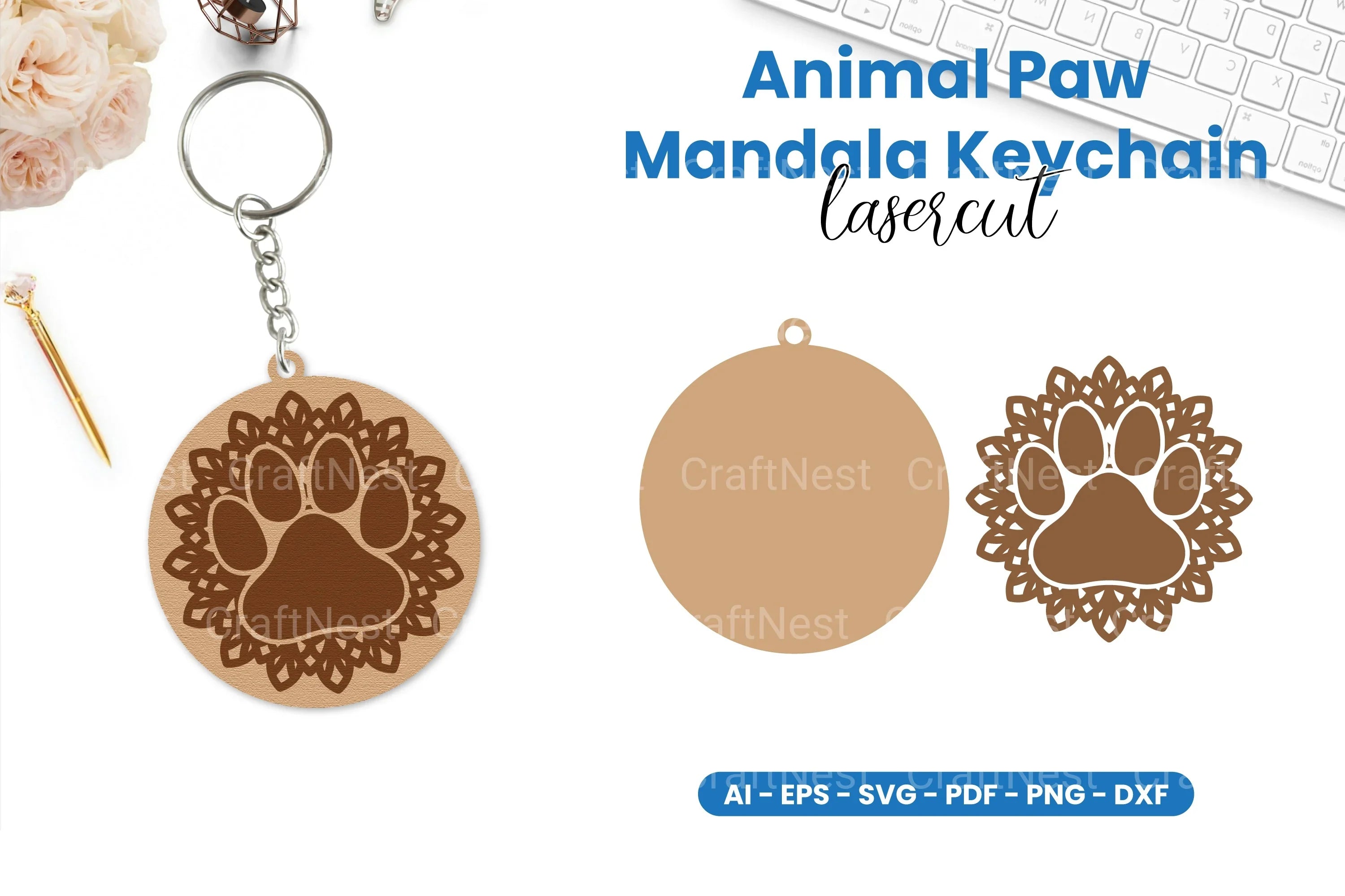 Animal Paw Mandala Keychain Clipart Bundle - CraftNest - Digital Crafting and Art