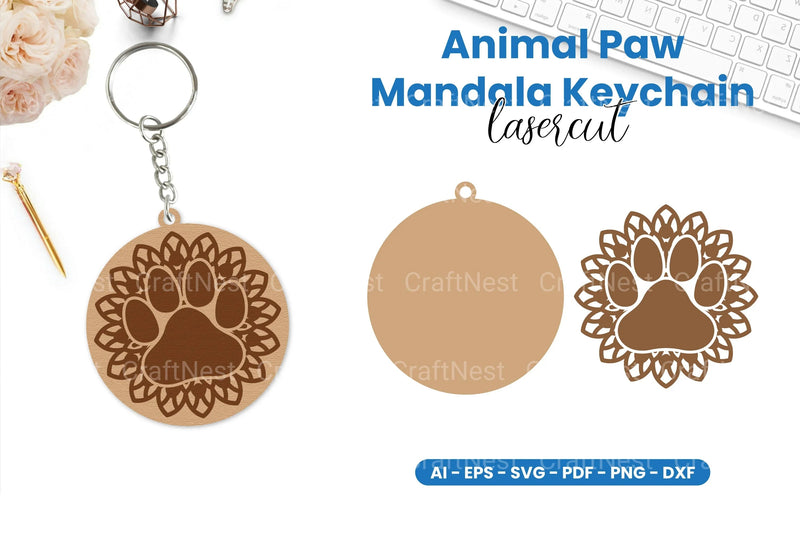 Animal Paw Mandala Keychain SVG Bundle - CraftNest - Digital Crafting and Art