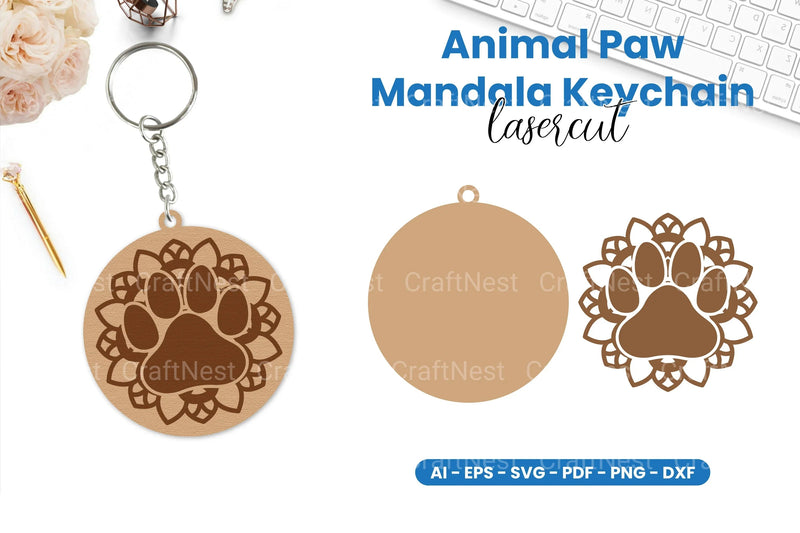 Animal Paw Mandala Keychain SVG Bundle - CraftNest - Digital Crafting and Art